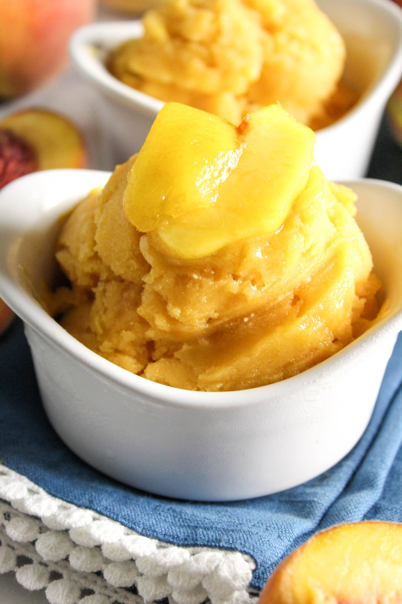 No Churn Dairy Free Fresh Peach Sorbet