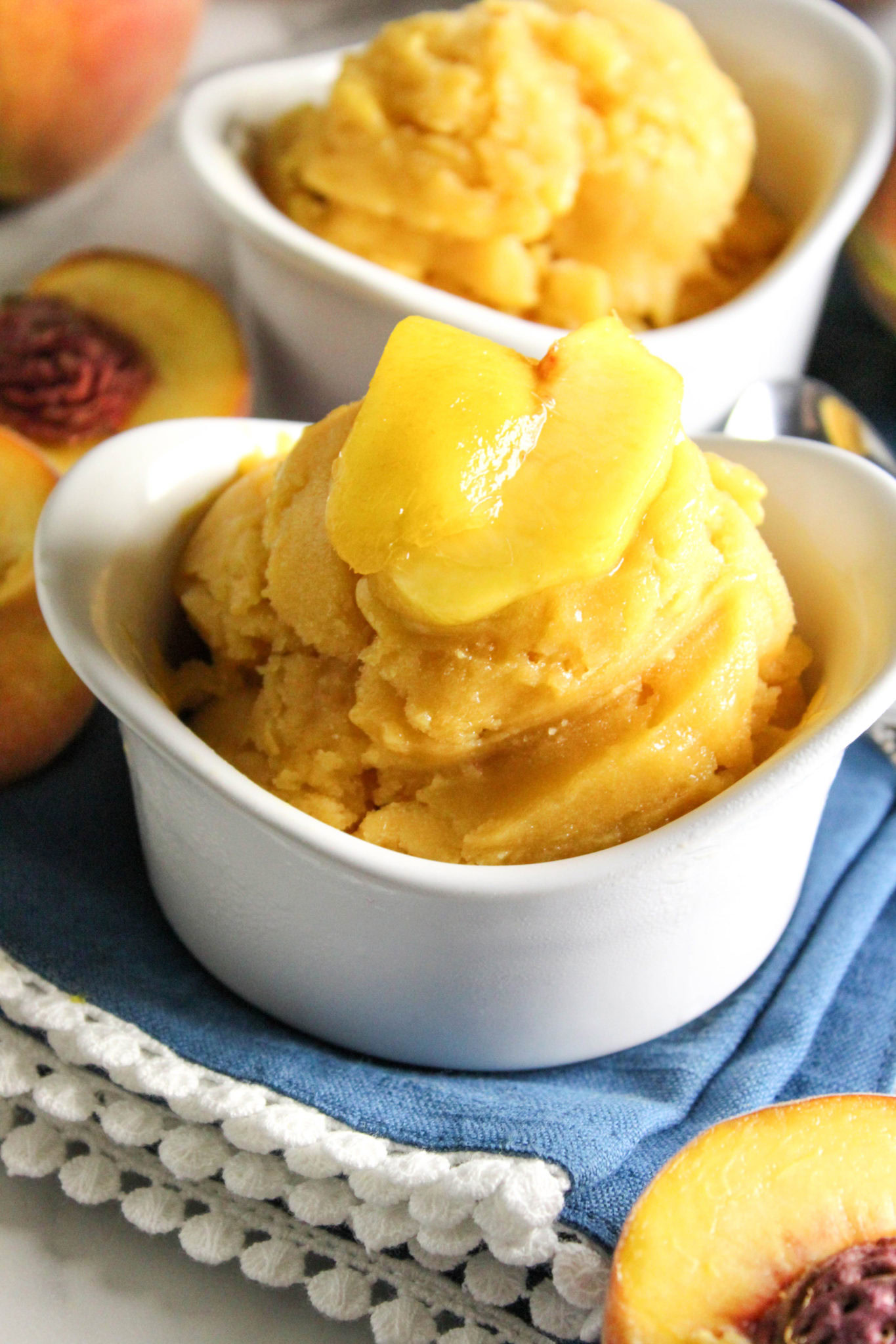No Churn Dairy Free Fresh Peach Sorbet