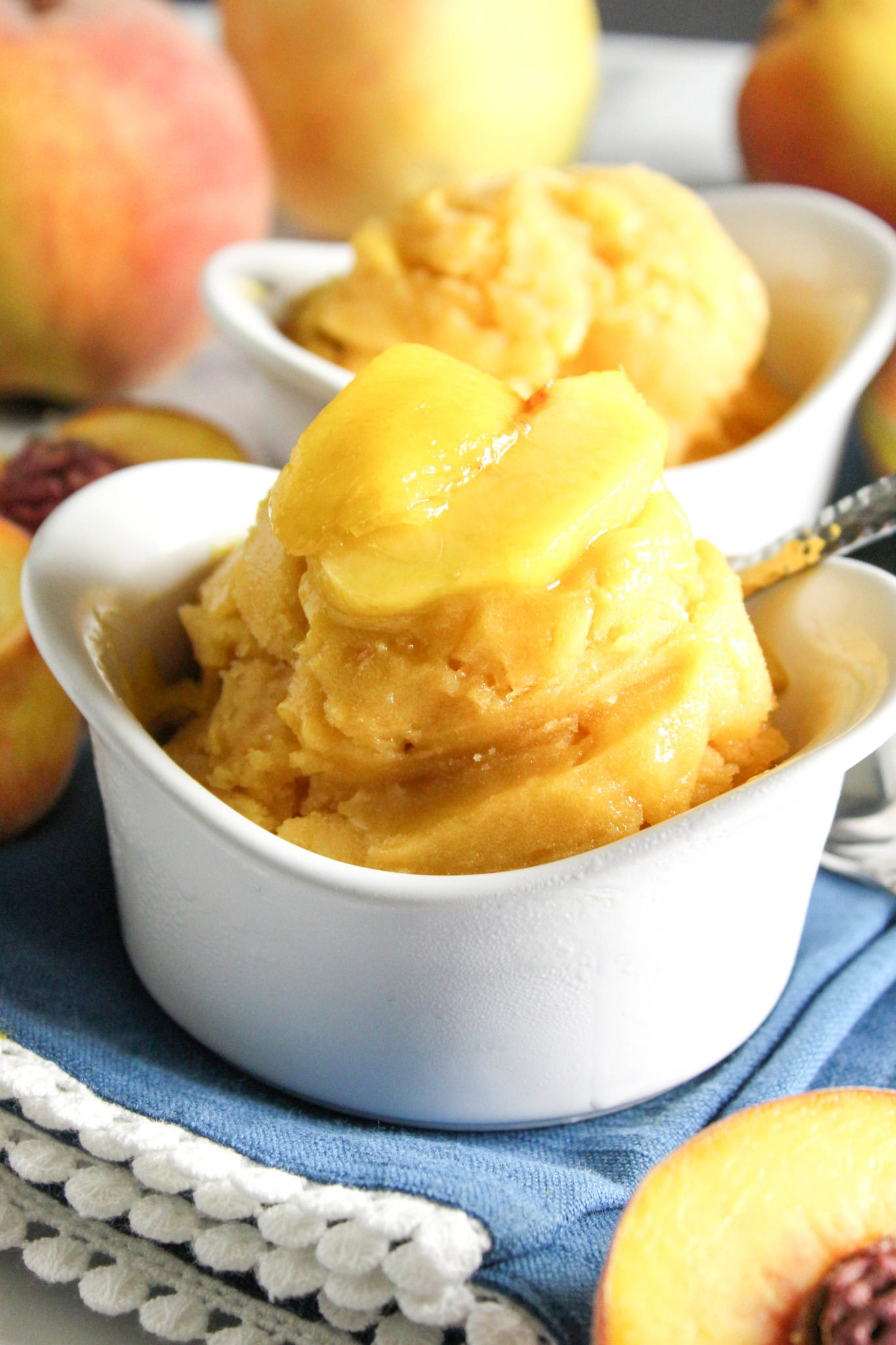No Churn Dairy Free Fresh Peach Sorbet