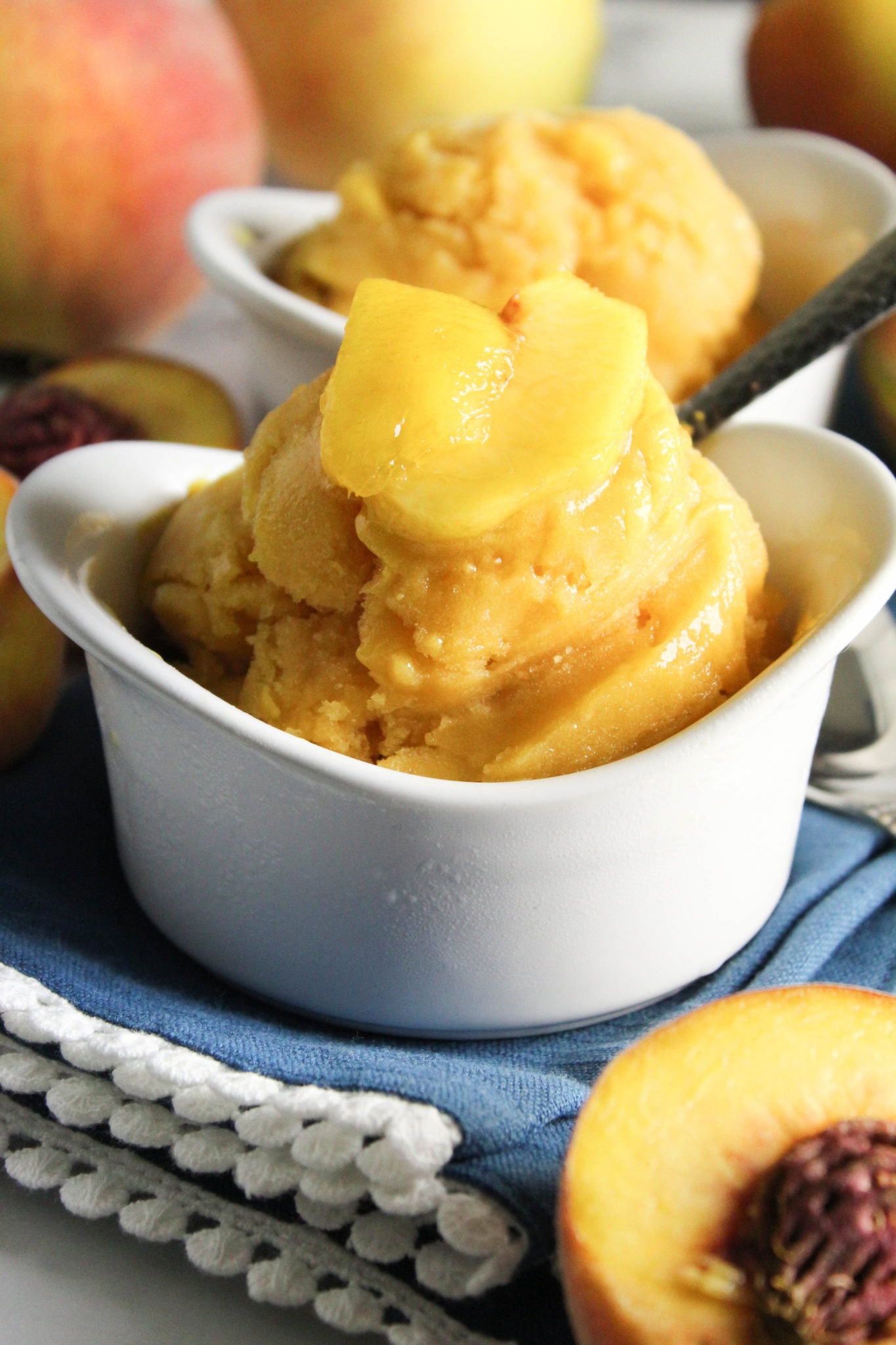 No Churn Dairy Free Fresh Peach Sorbet