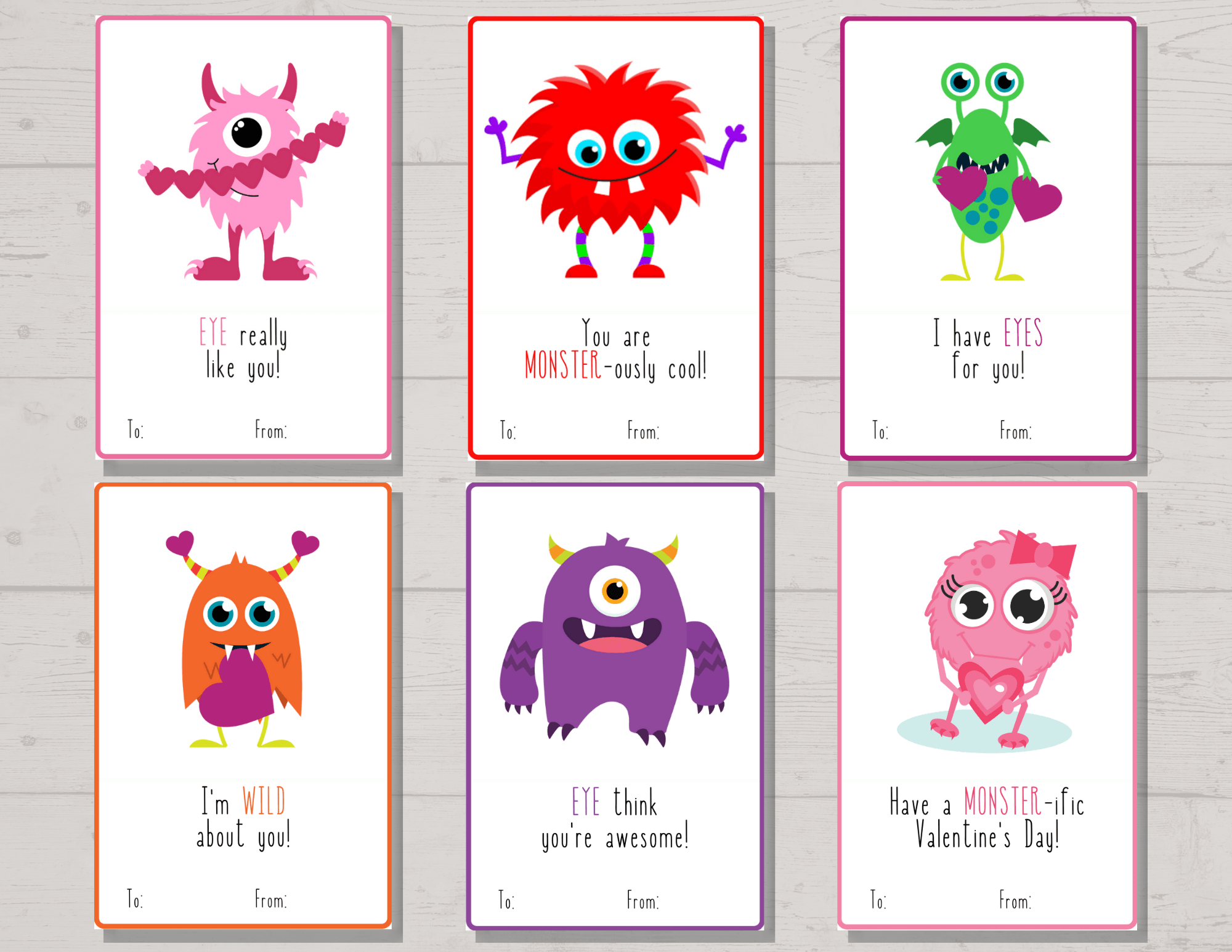Free Printable Monster Valentine Cards