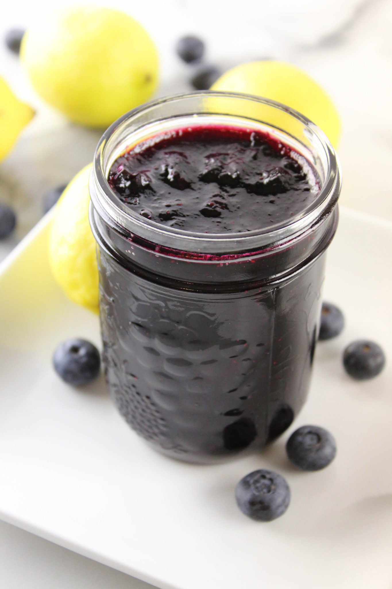 homemade blueberry jam with fresh blueberries