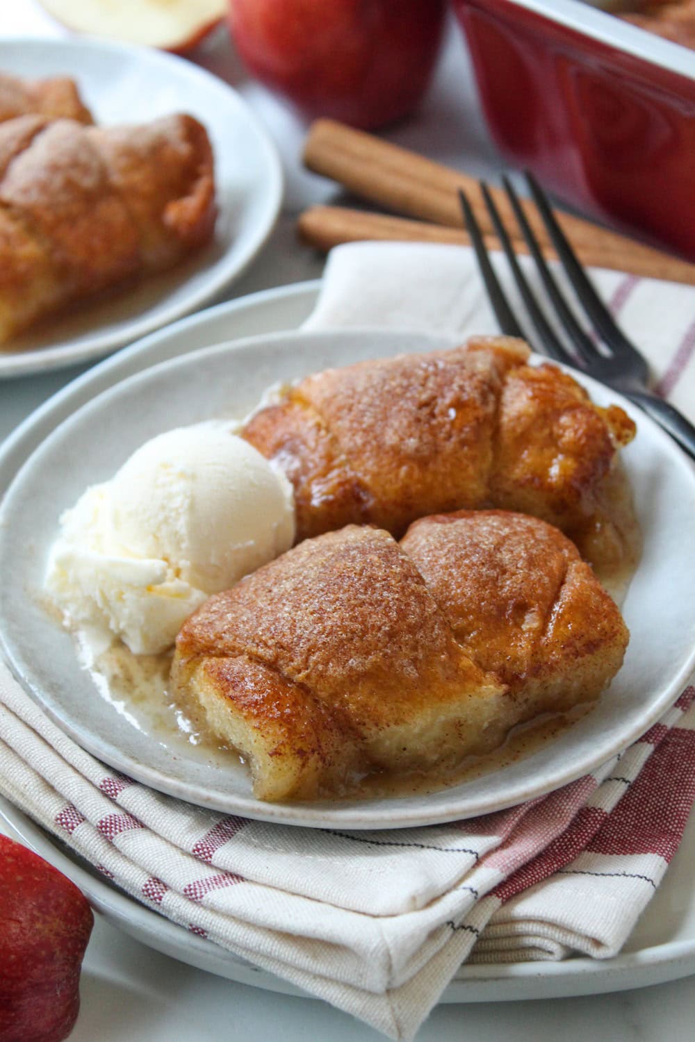 Crescent roll apple dumplings fresh from the oven