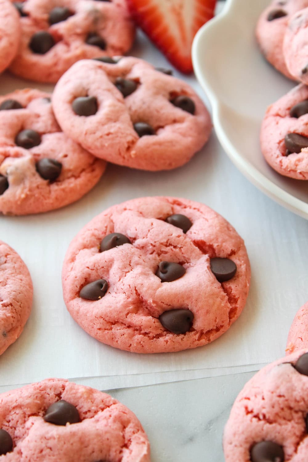 Easy Strawberry Chocolate Chip Cake Mix Cookies (Best Recipe!)