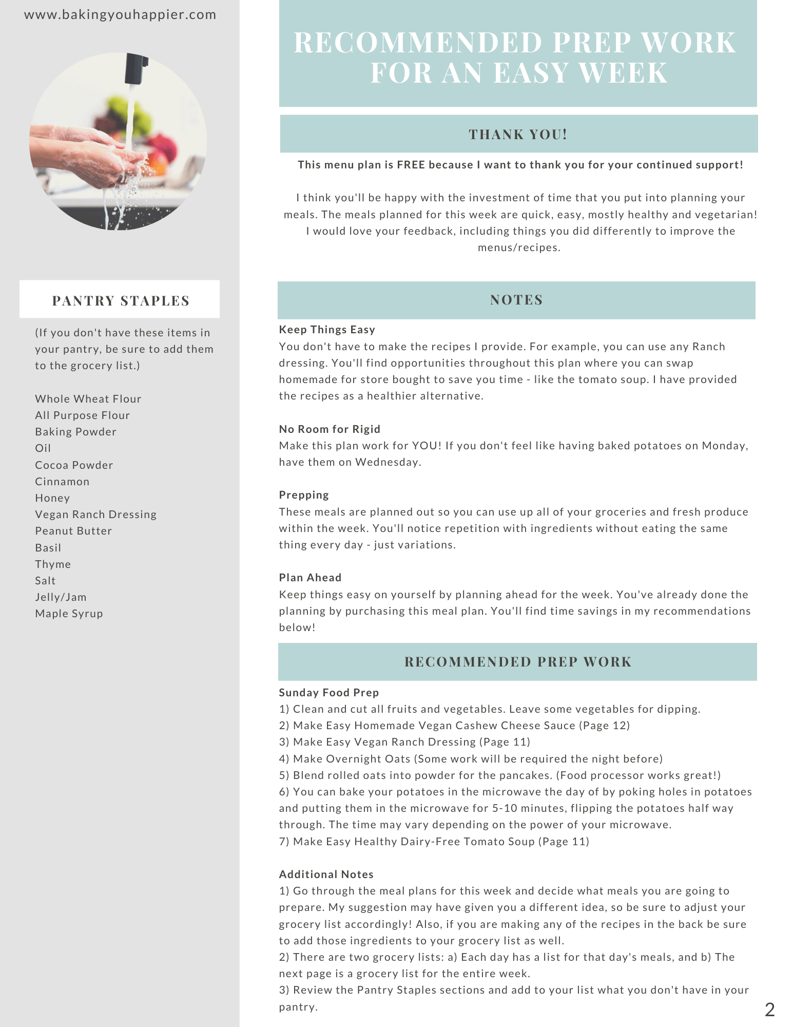 Dairy-Free Weekly Meal Plan