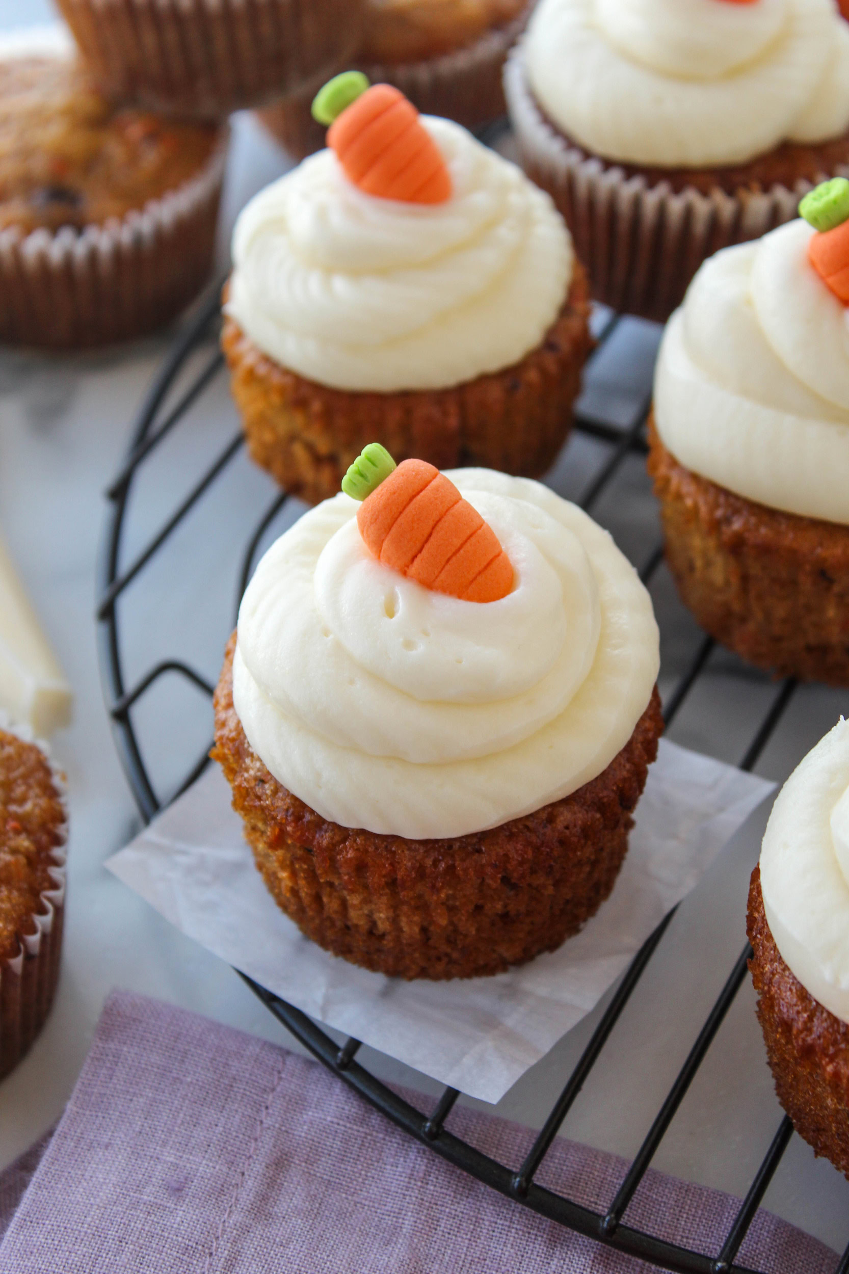 carrot cake cupcakes with cream cheese frosting