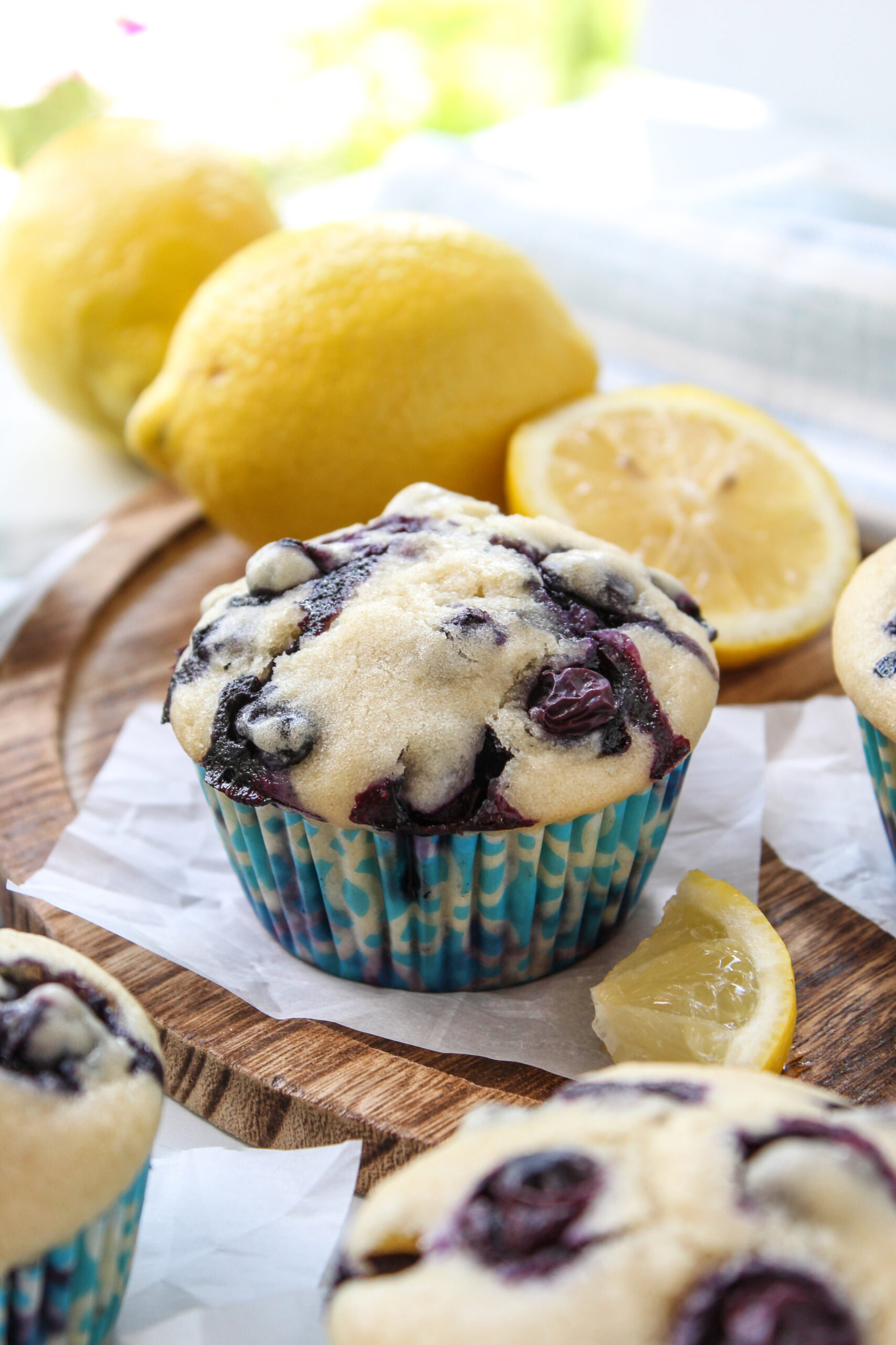 Homemade blueberry muffins bursting with juicy blueberries