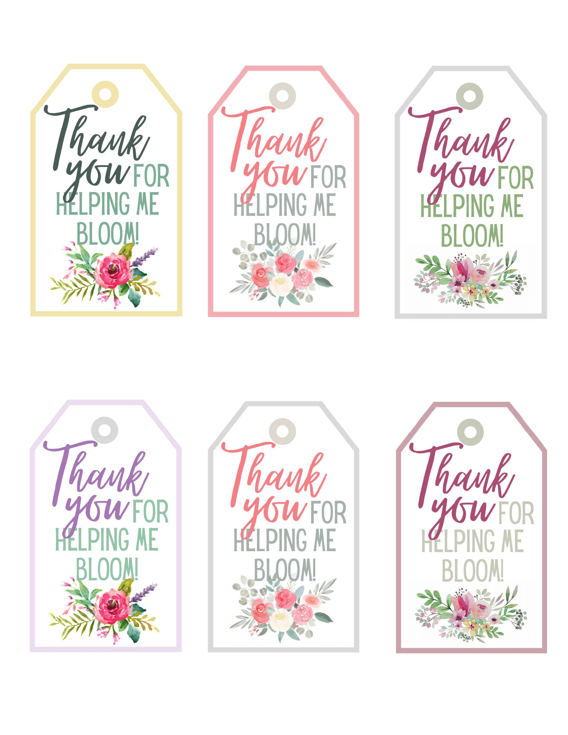 Thank You for Helping Me Bloom Teacher Gift Free Printable
