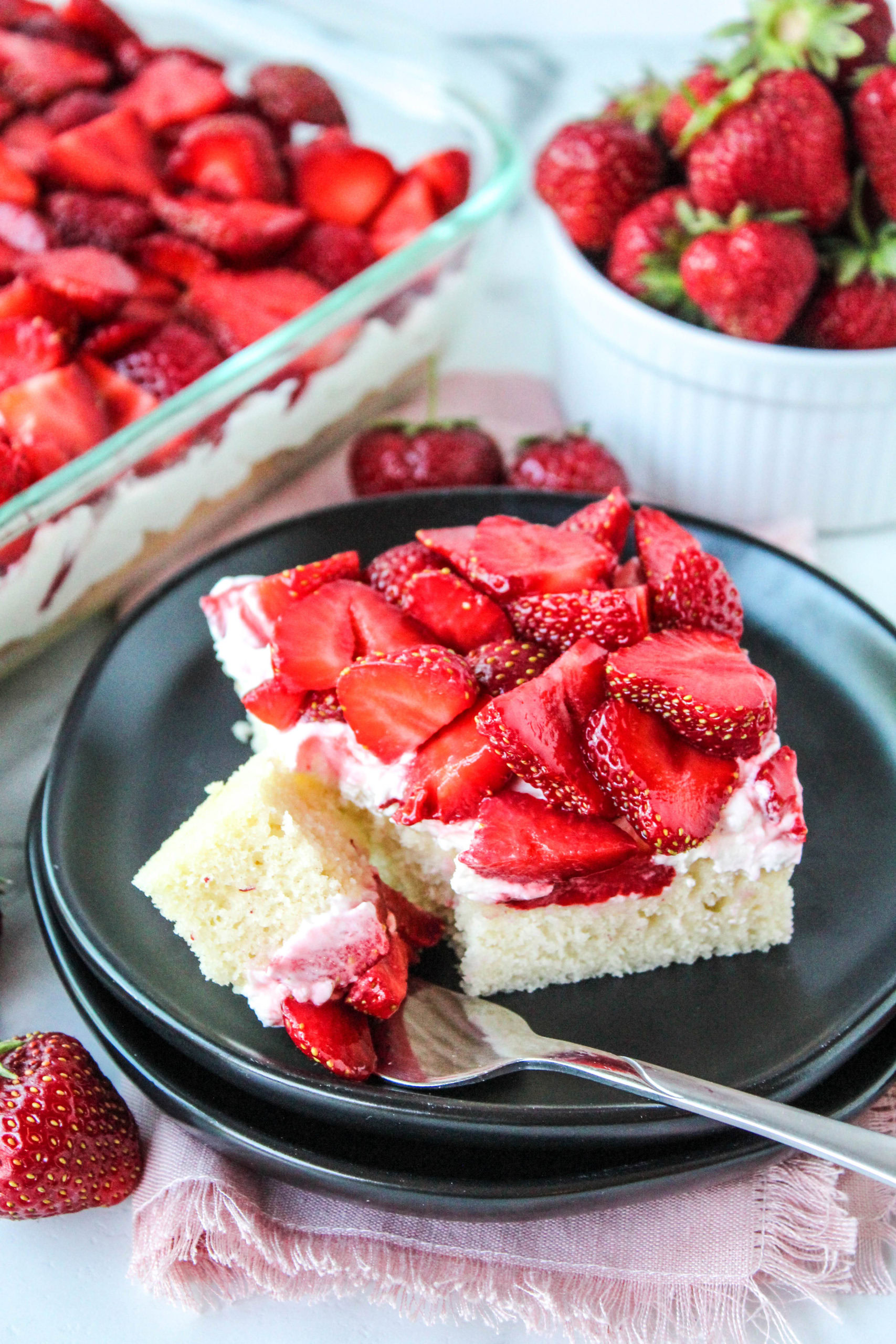 Homemade strawberry shortcake bars bursting with fresh berry flavor