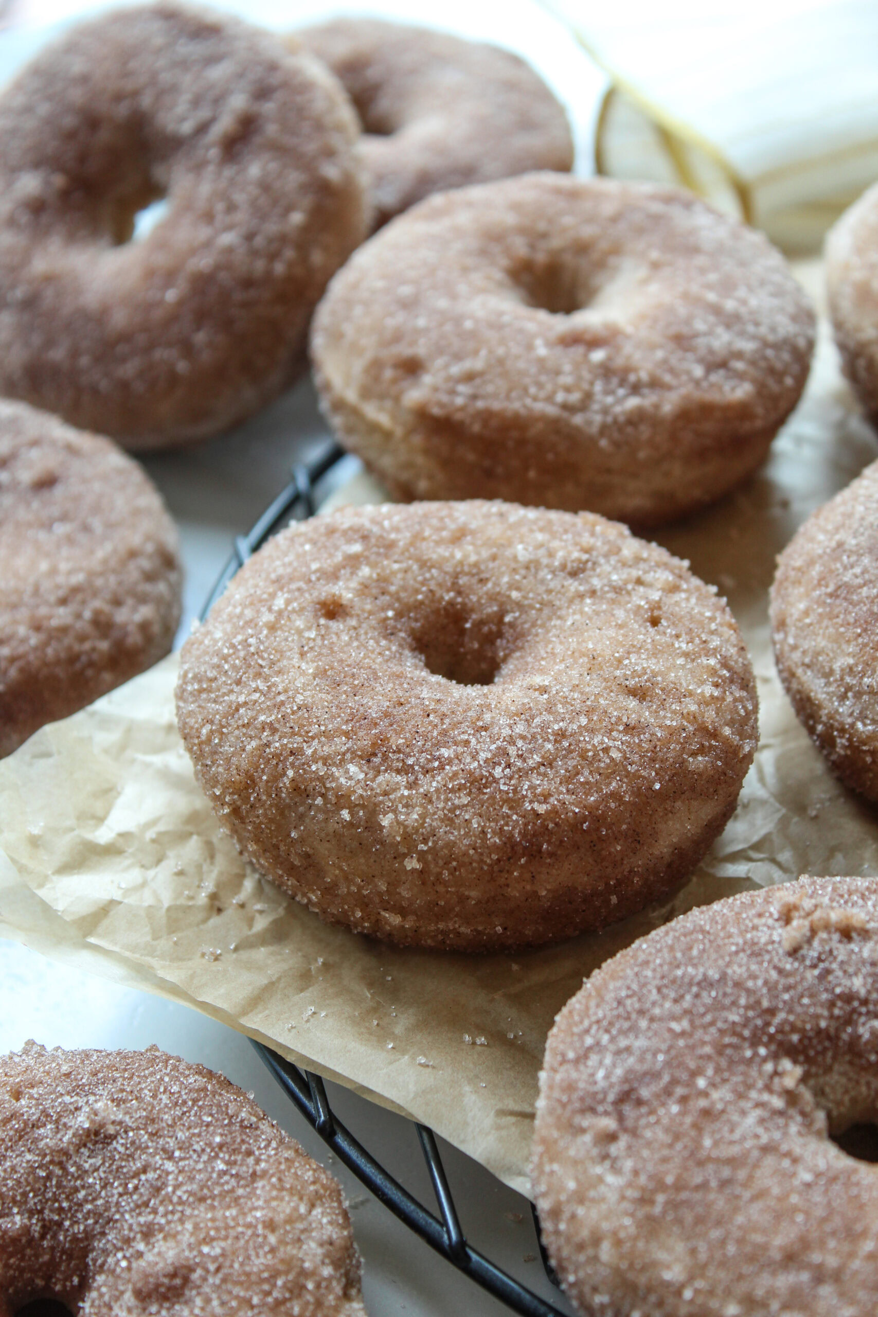 Baked cinnamon sugar donuts coated in a crisp cinnamon‑sugar layer