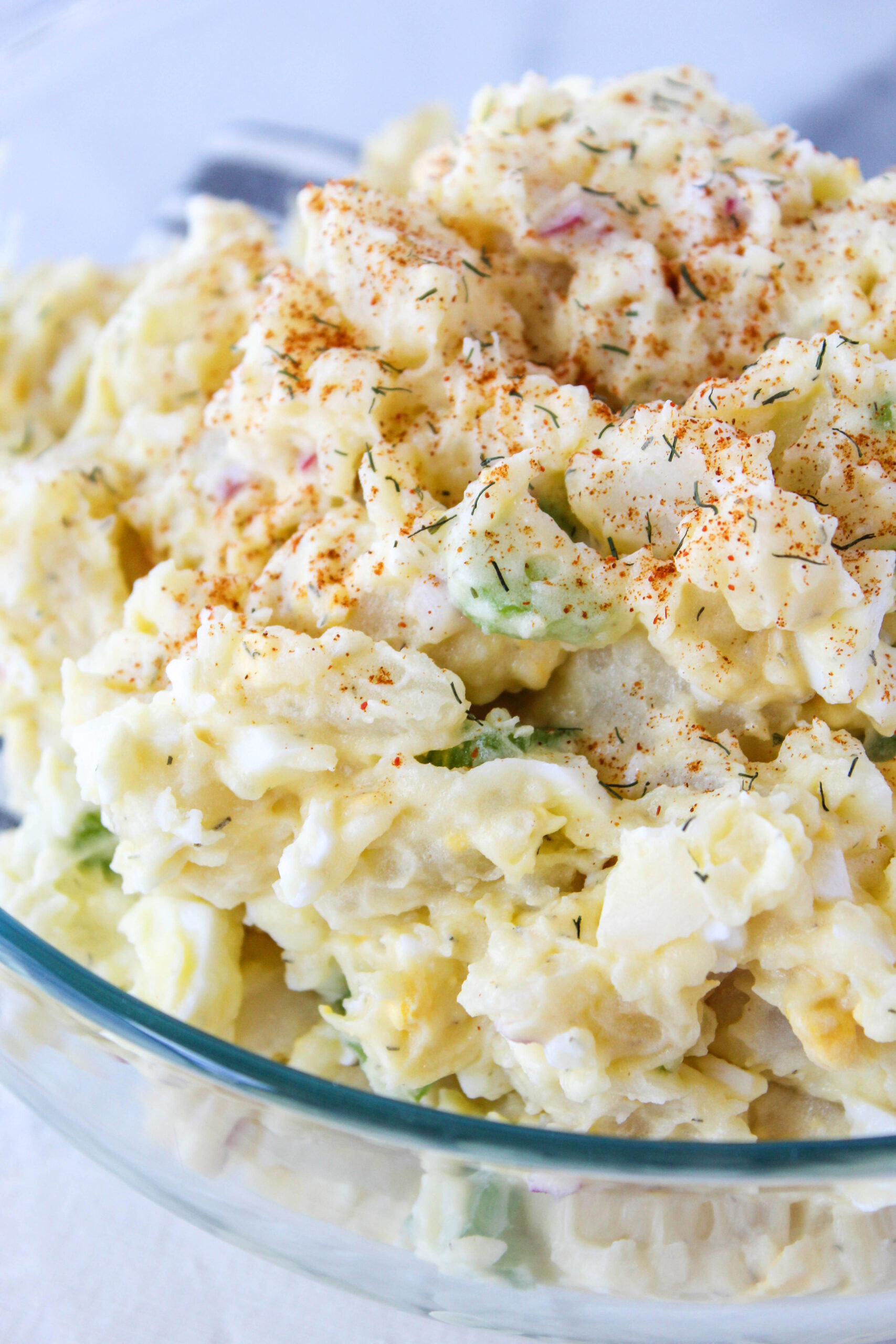 Classic potato salad in a serving bowl
