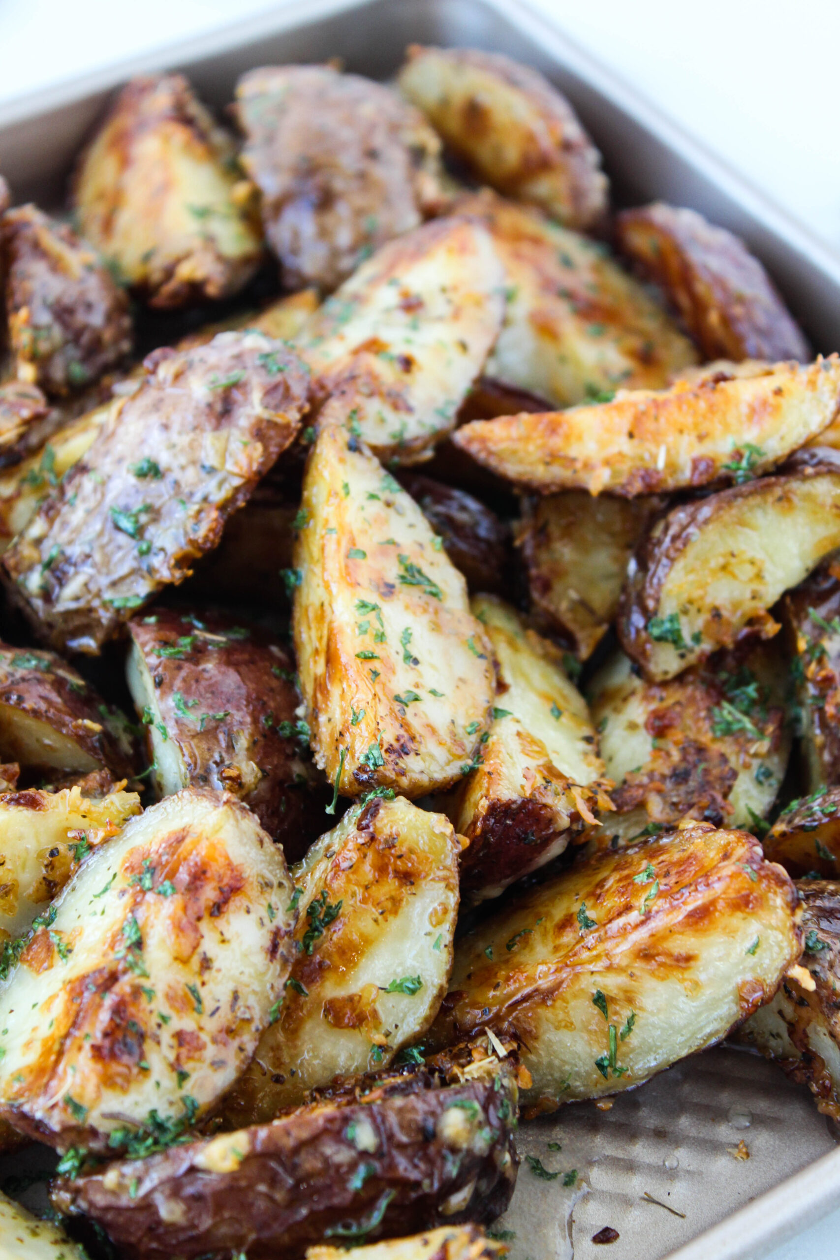 Roasted Garlic Butter Parmesan Potatoes