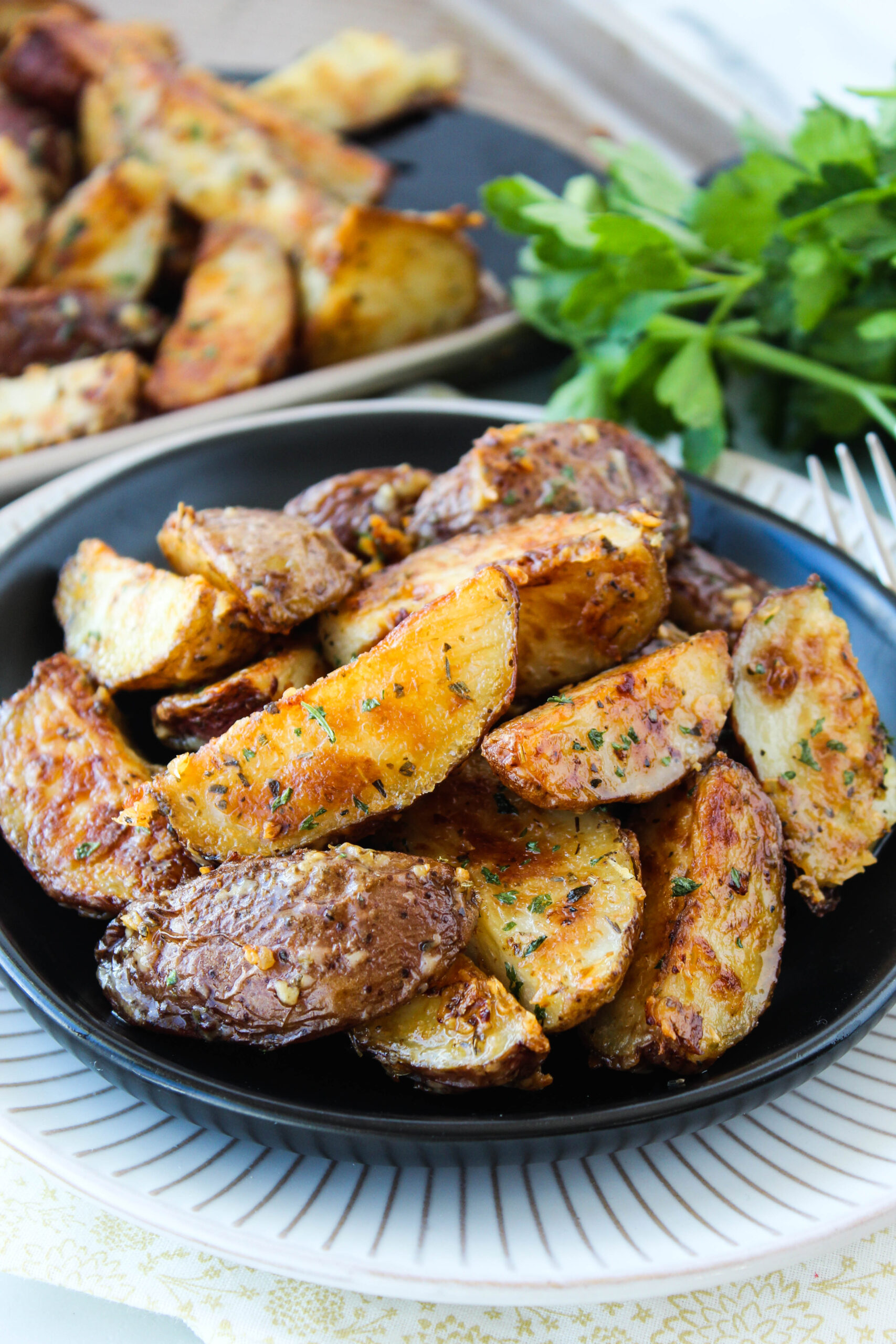 Roasted Garlic Butter Parmesan Potatoes