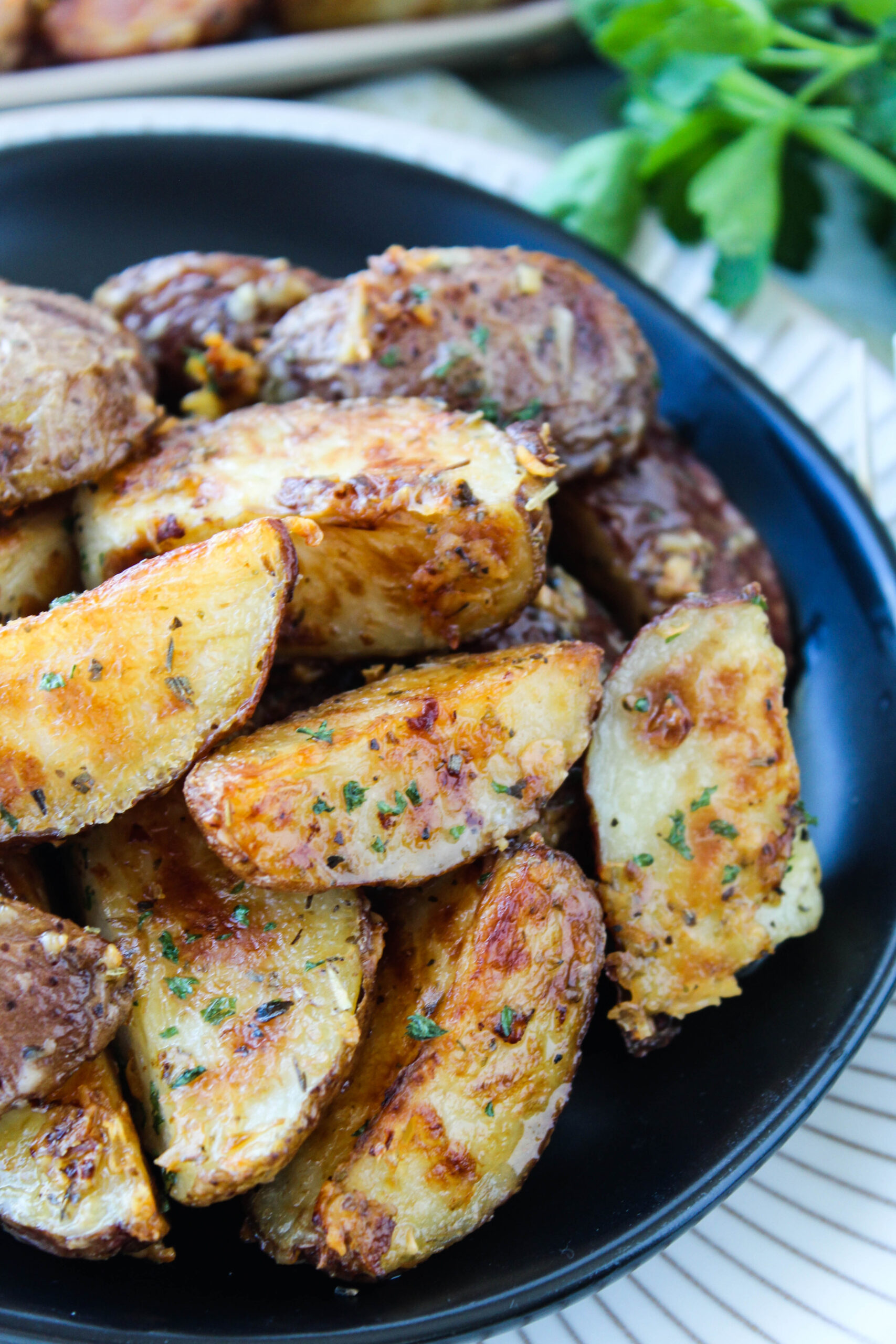 Roasted Garlic Butter Parmesan Potatoes