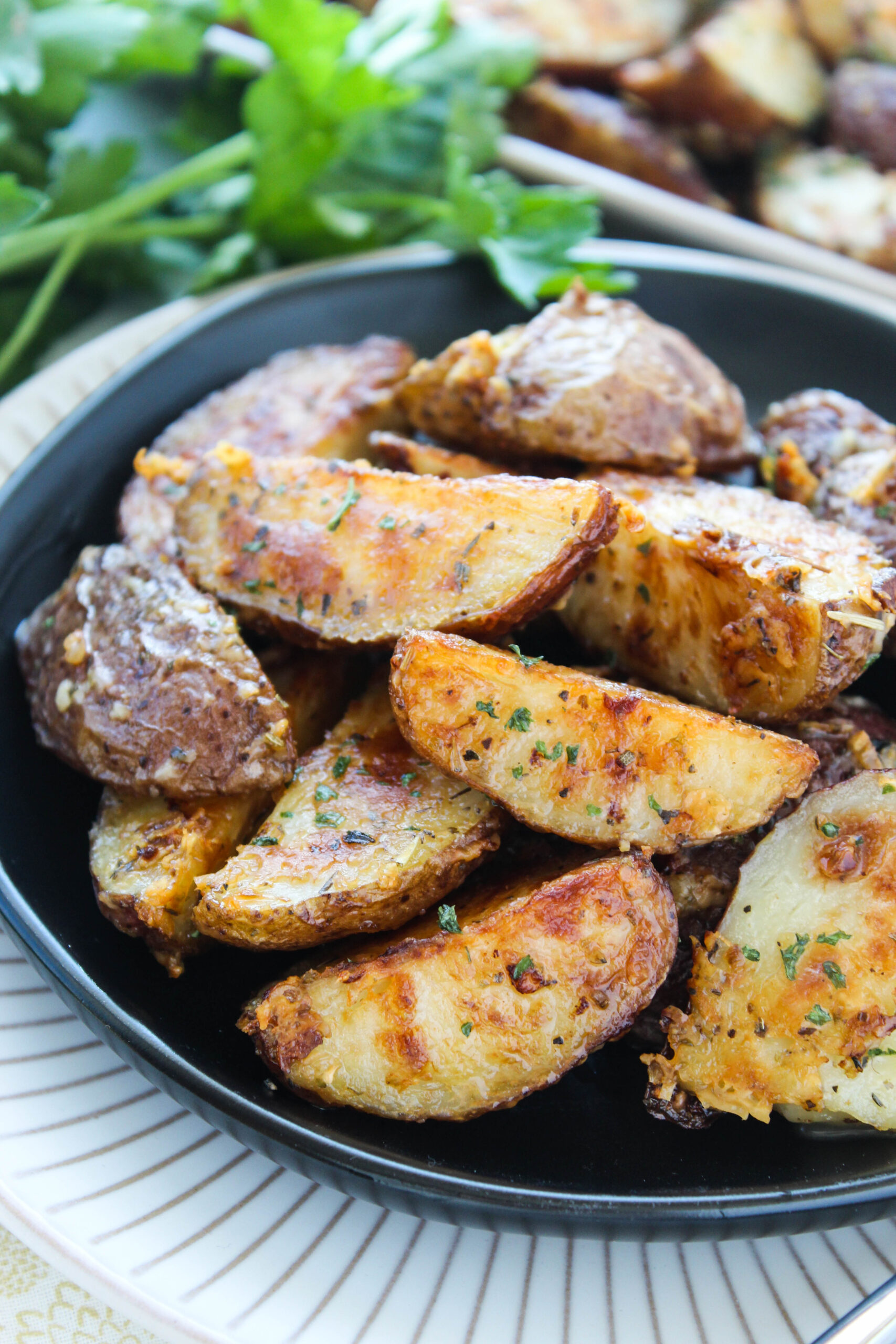 Roasted Garlic Butter Parmesan Potatoes