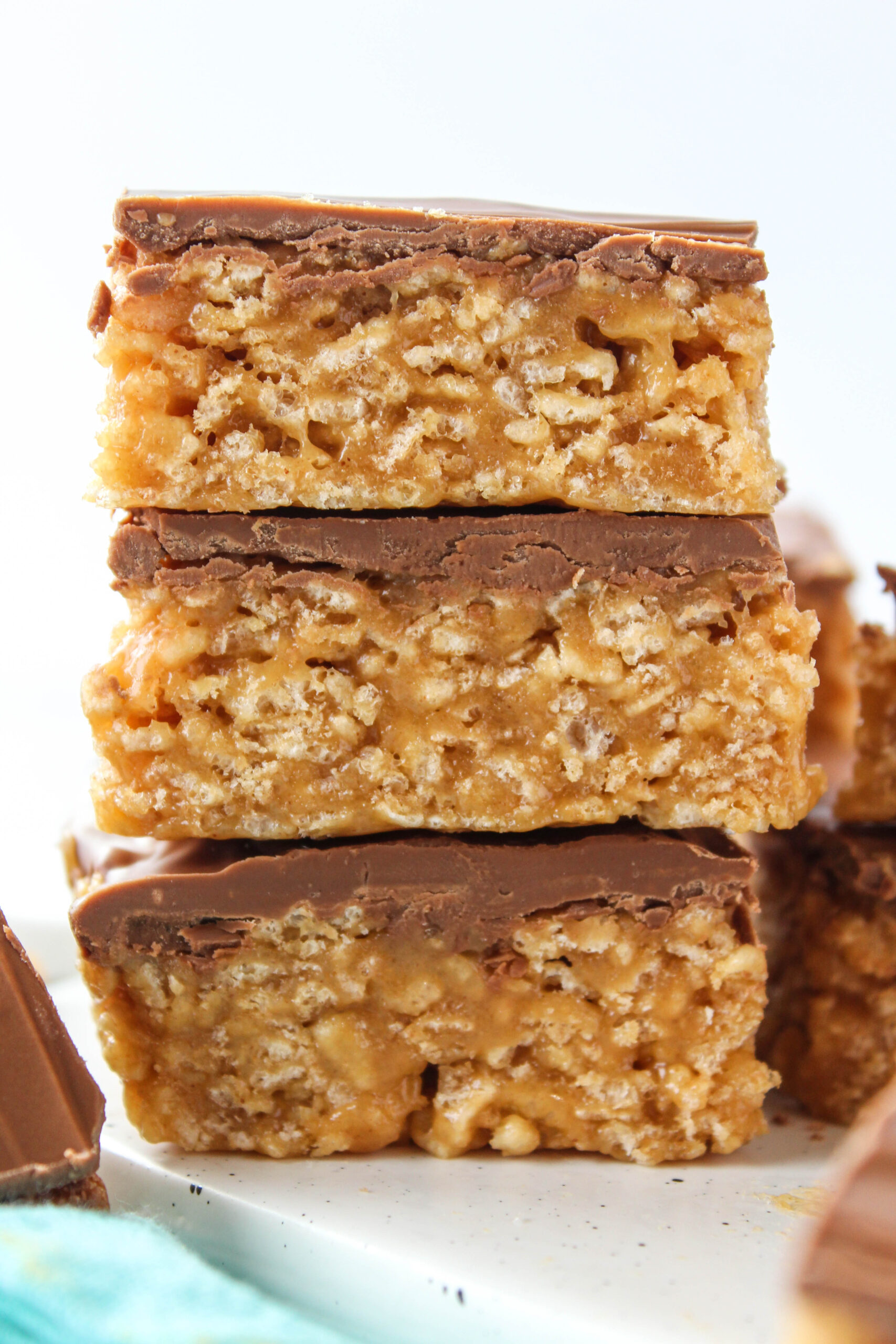 Scotcheroos bars stacked for serving