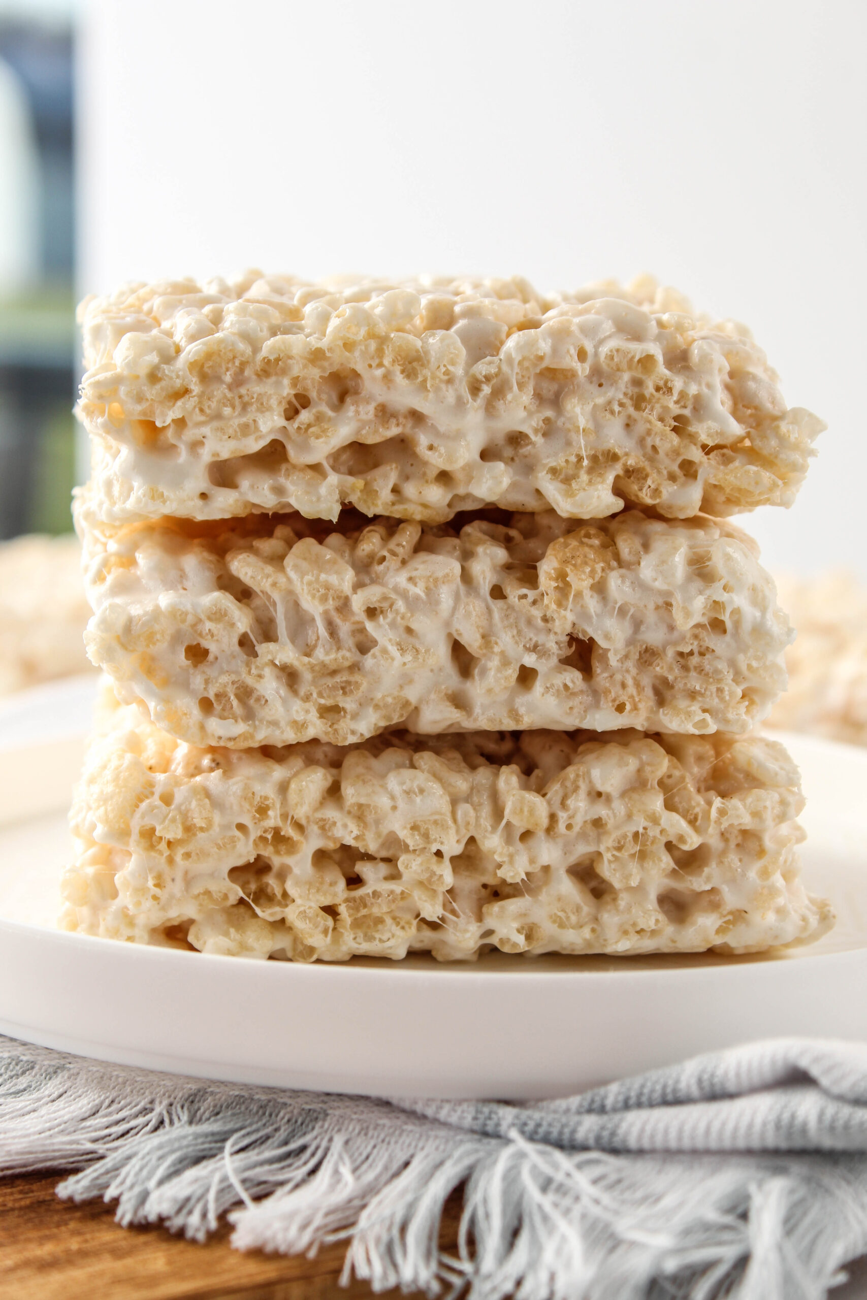Original Rice Krispie treats arranged on a serving tray