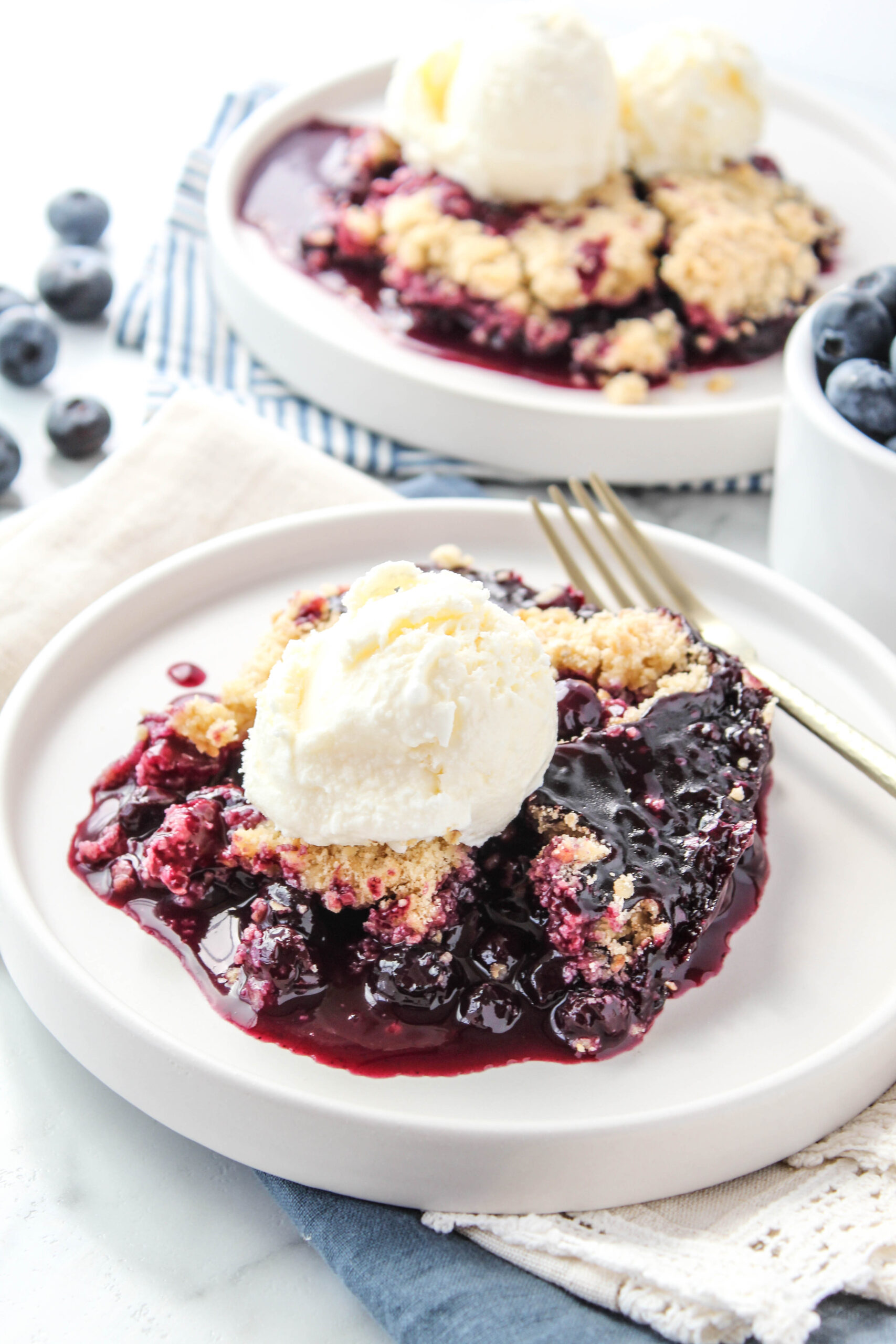 fresh baked blueberry crisp dessert