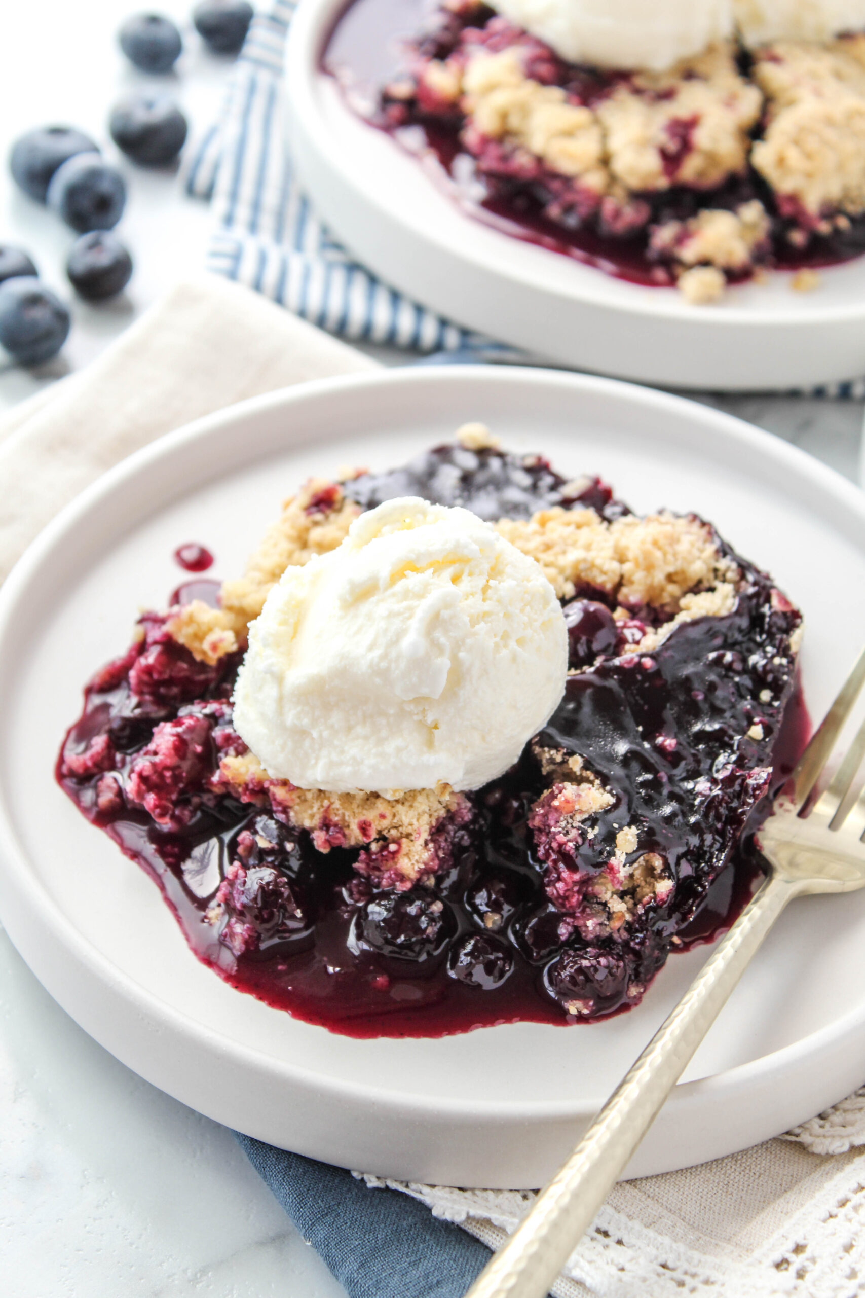 homemade blueberry crisp with golden oat topping