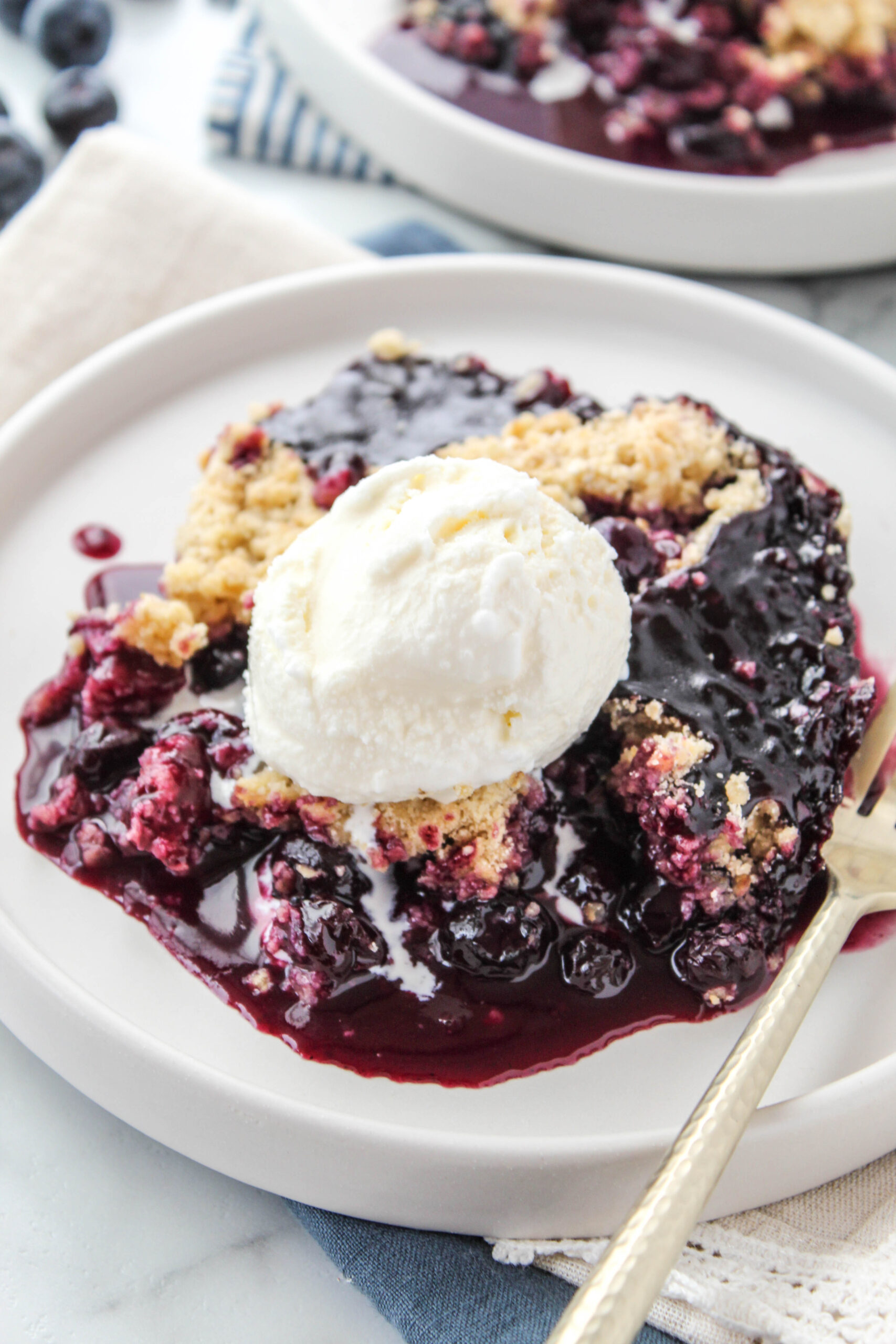 blueberry crisp fresh out of the oven