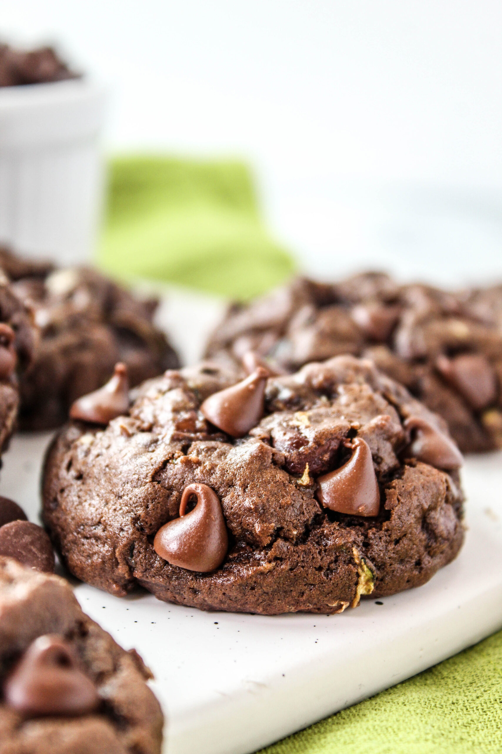 Chocolate zucchini cookies made with fresh shredded zucchini
