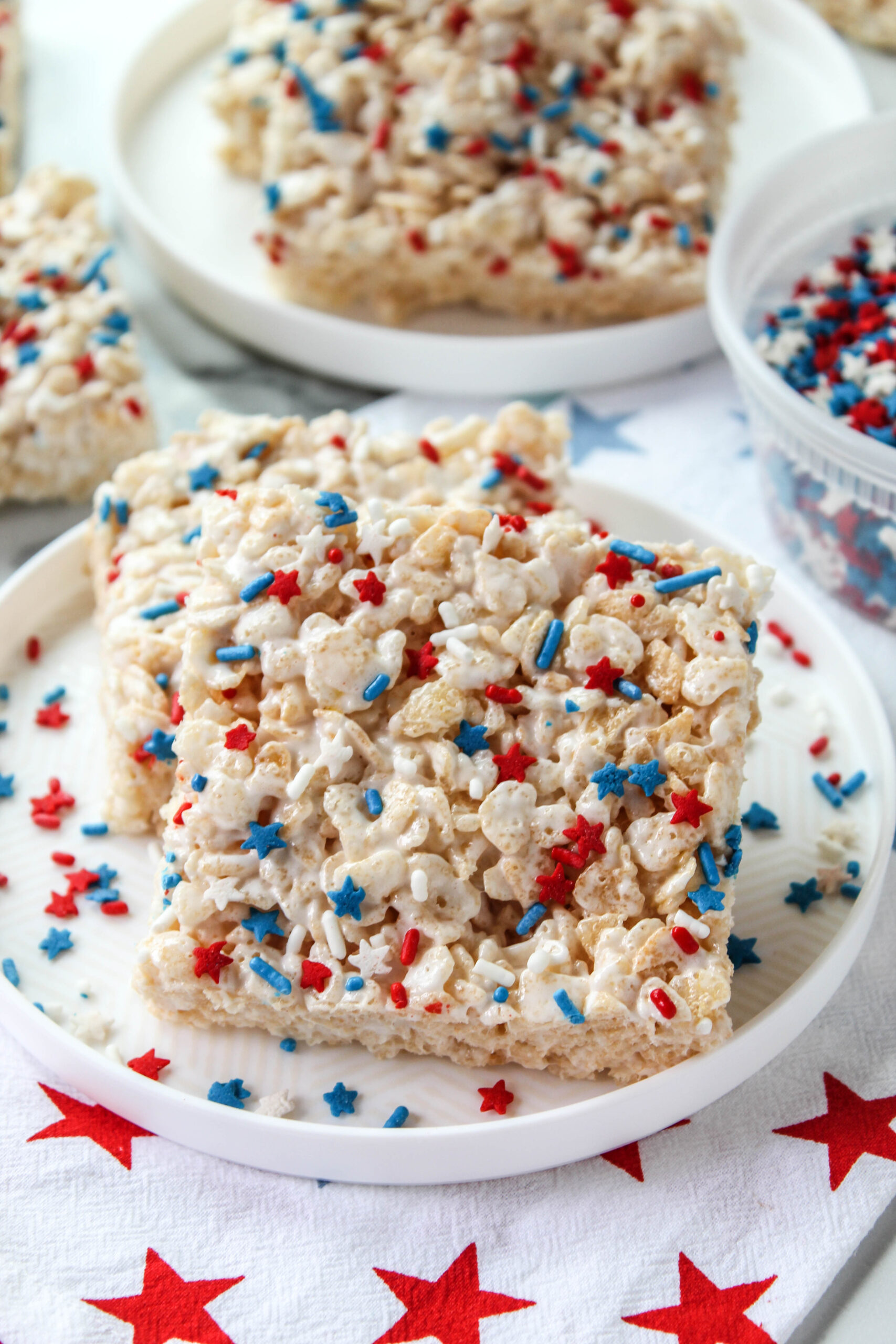festive rice krispie treats for 4th of July party