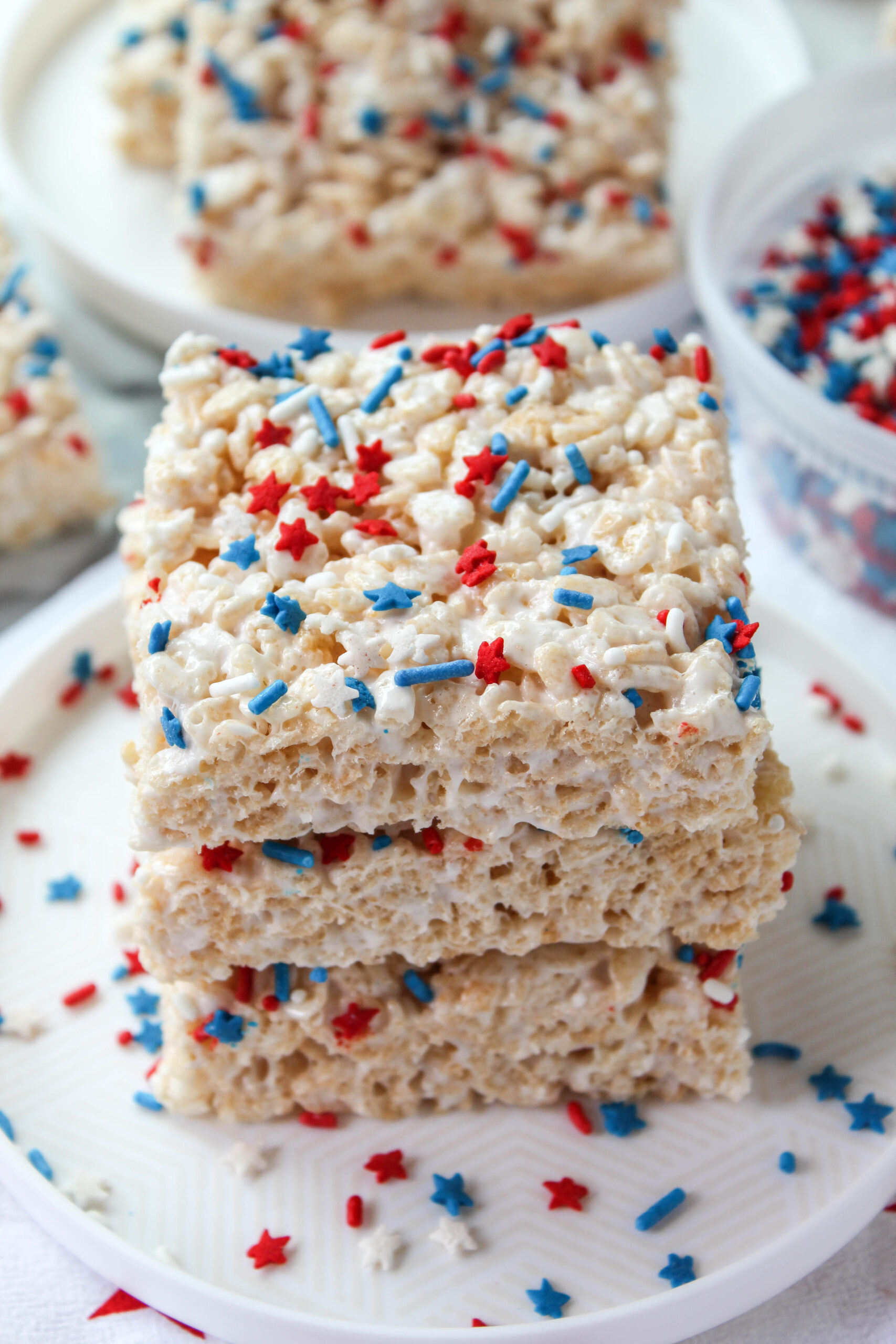 close up of gooey rice krispie treats with marshmallows