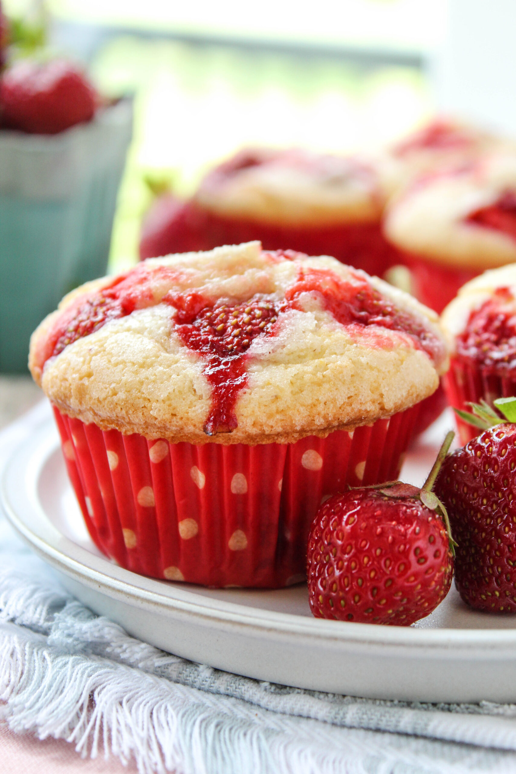 Homemade strawberry muffins made with fresh strawberries