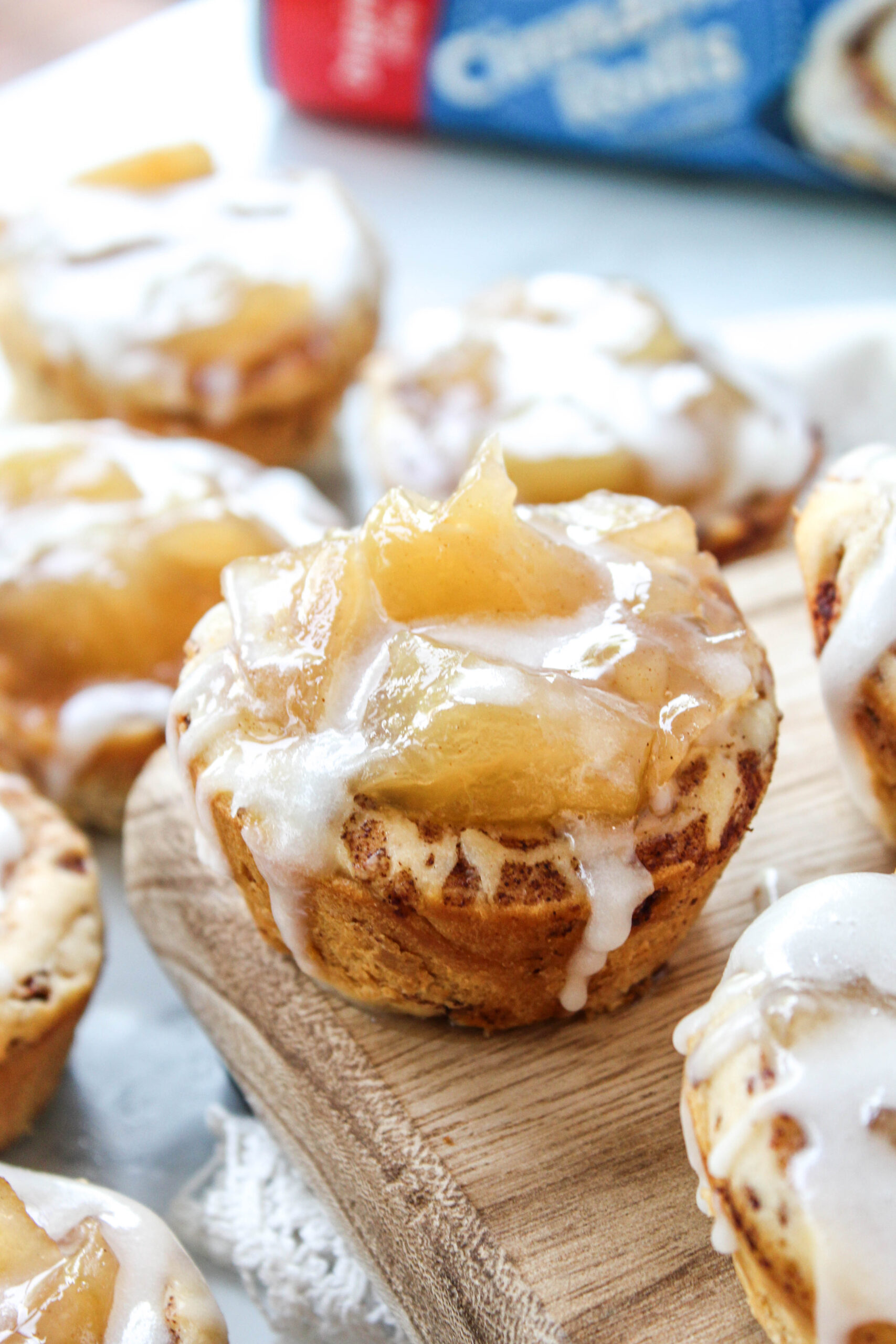 Freshly baked apple pie cups with caramelized apple edges