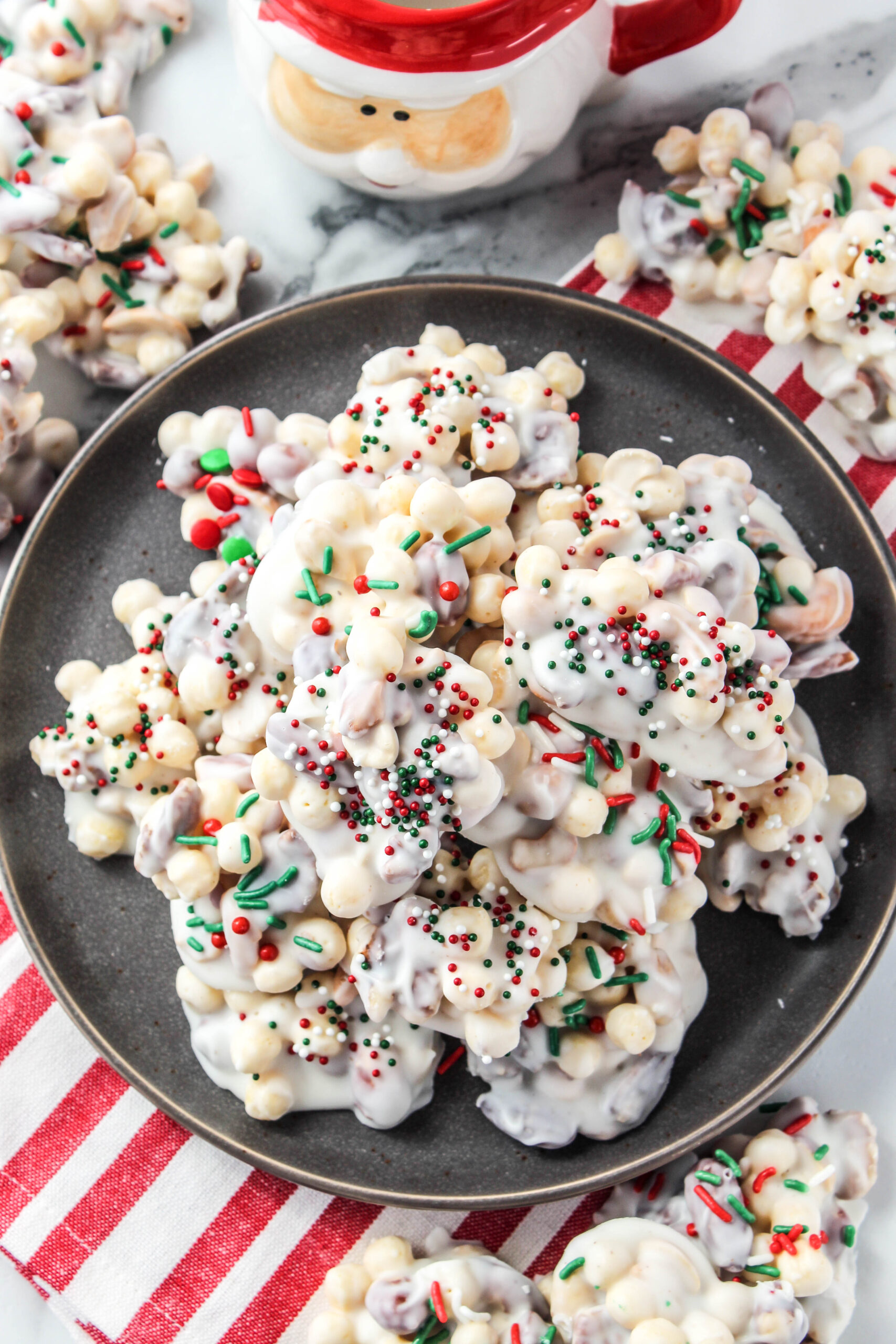 Almond bark clusters with salted nuts for sweet‑salty flavor
