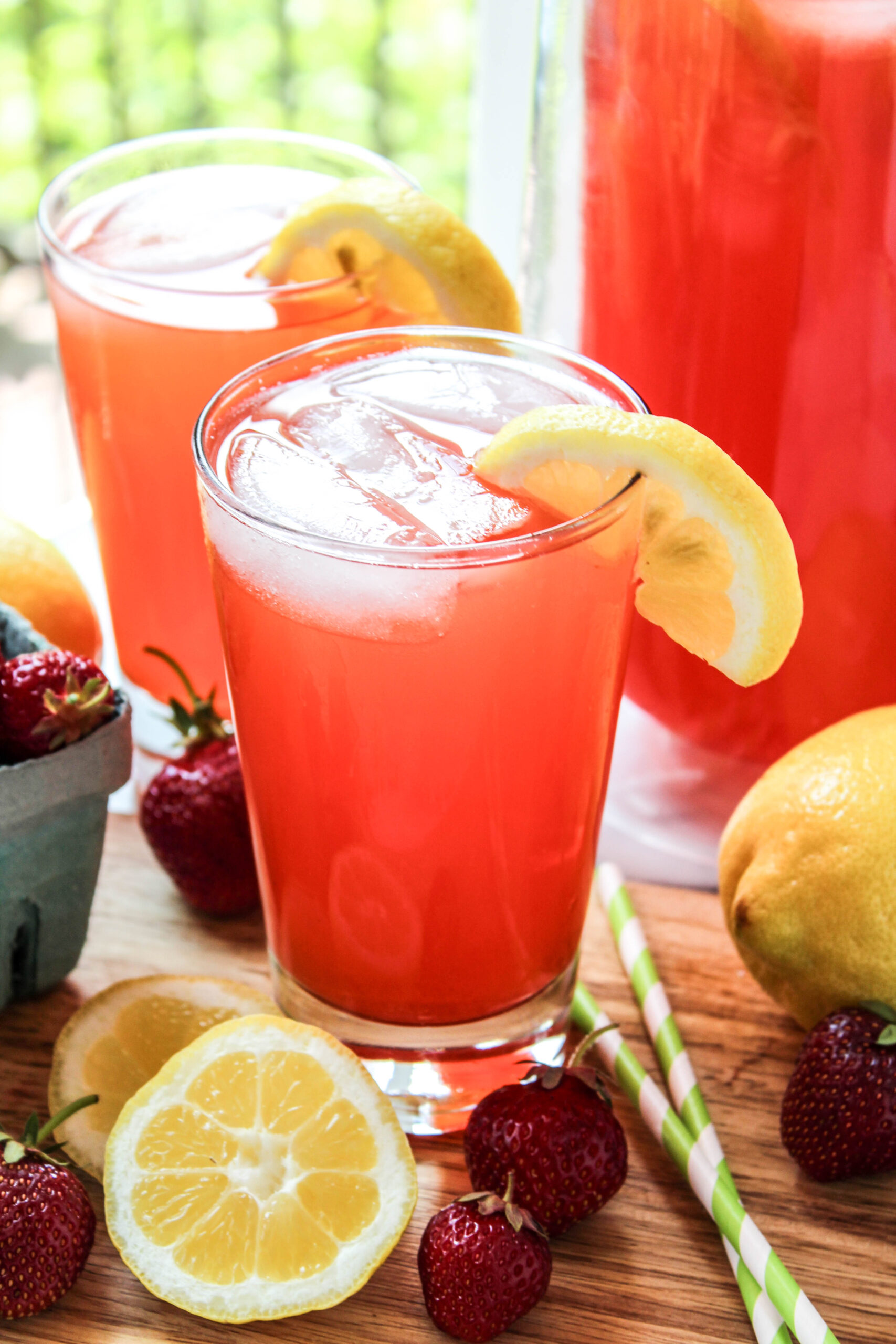 strawberry lemonade served at summer party table