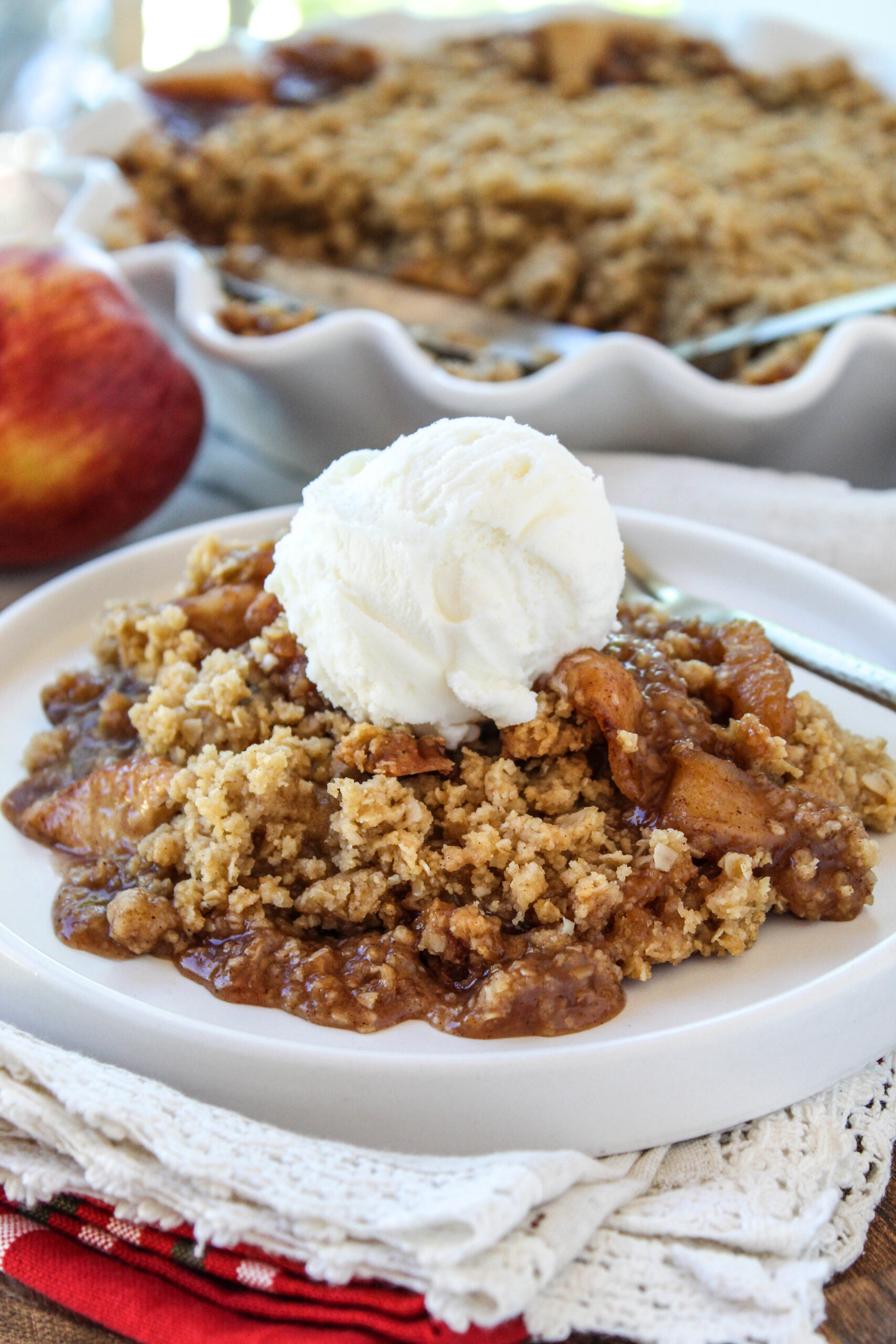 Warm apple crisp baked until golden brown