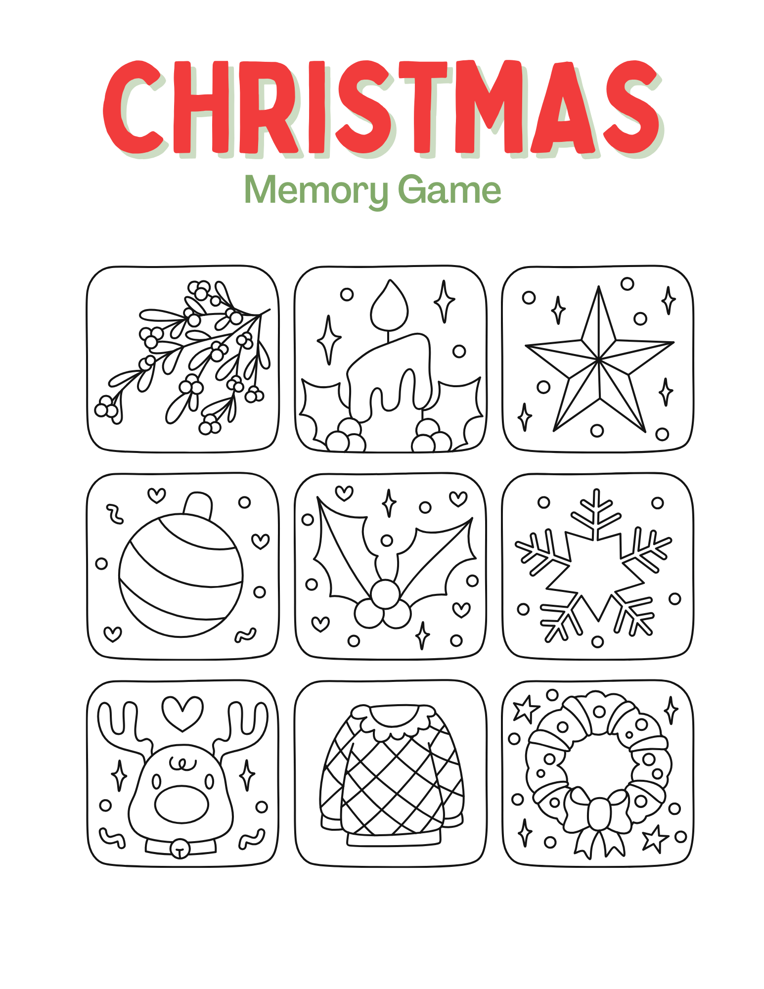 Free Printable Christmas Memory Game