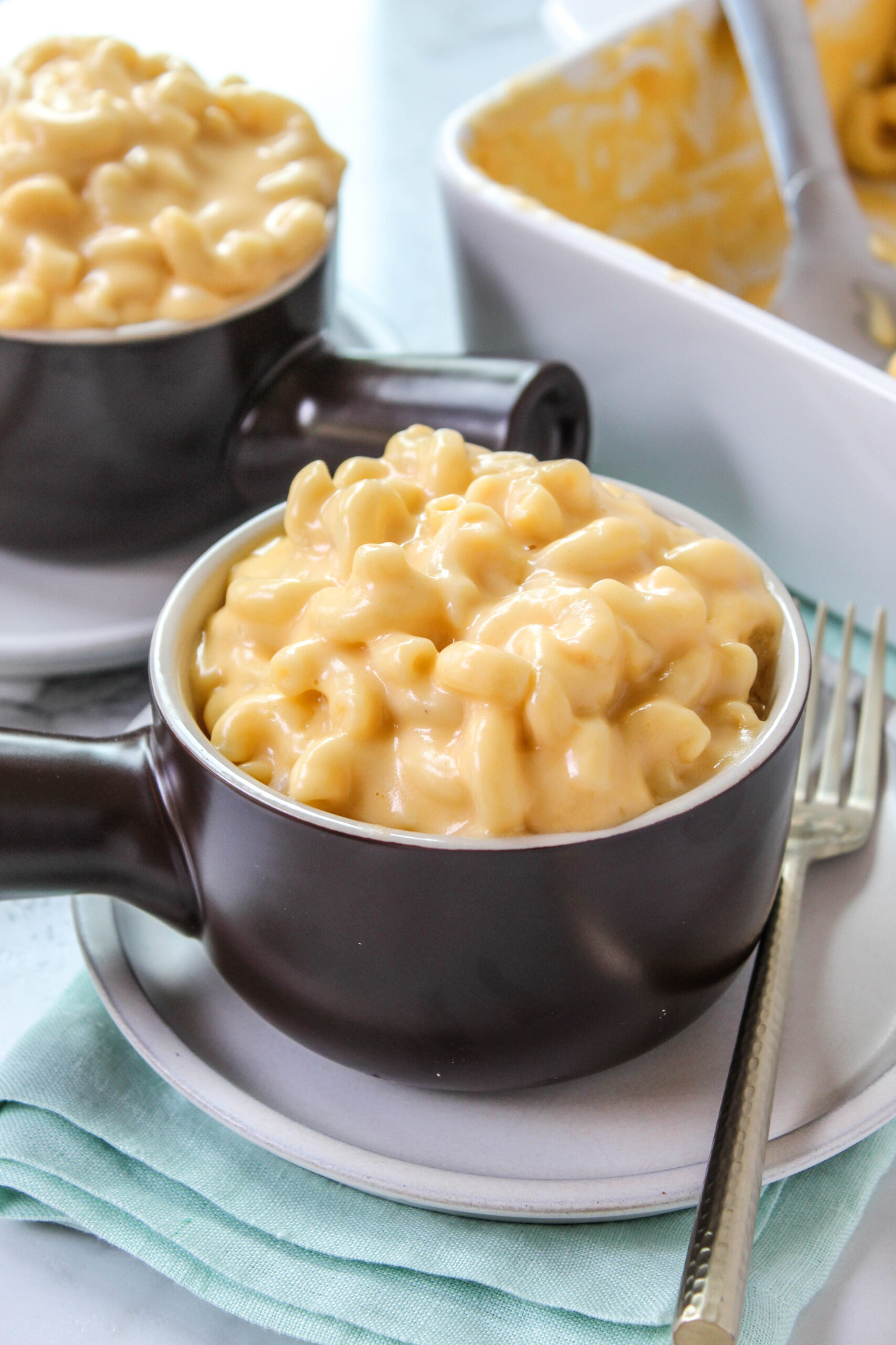 Homemade baked mac and cheese with a creamy cheese sauce