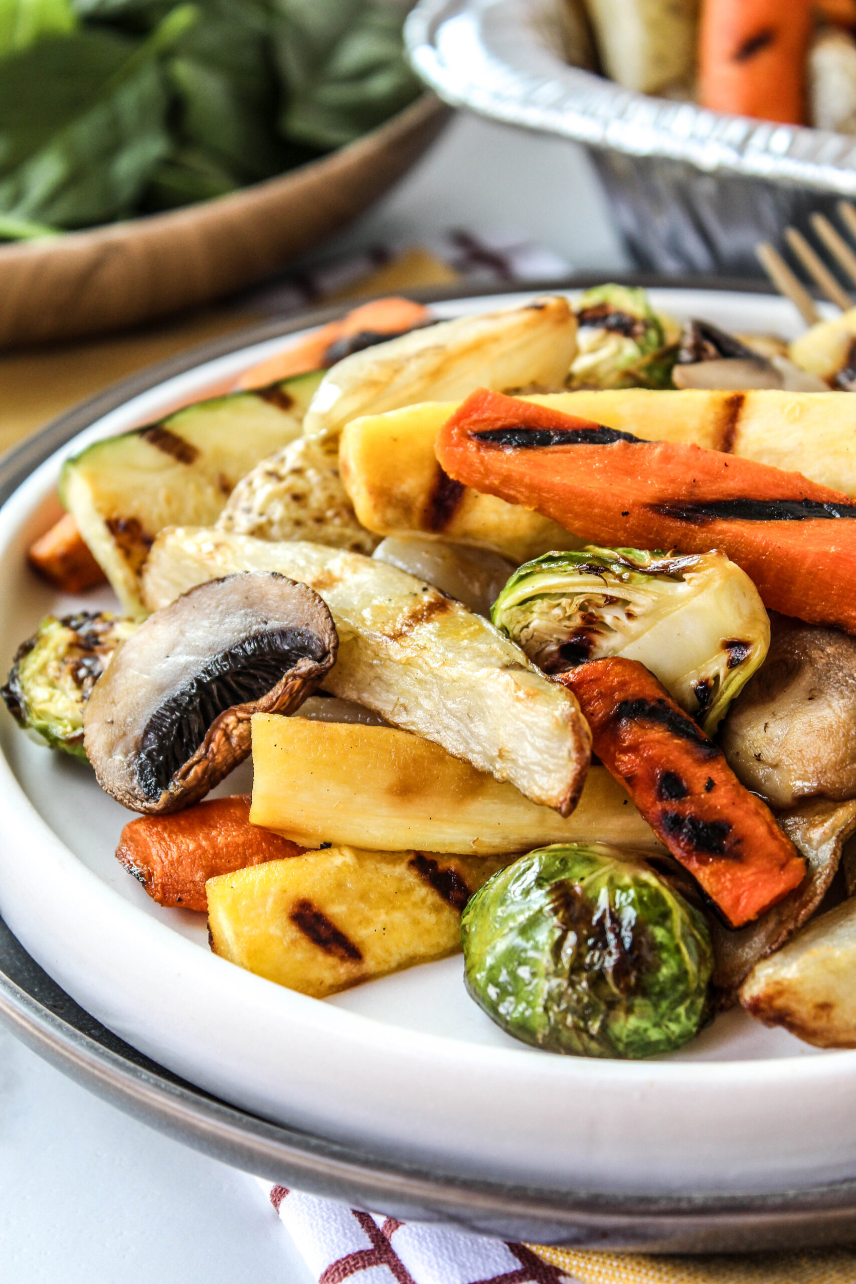 Colorful air fryer veggie medley with perfectly browned edges