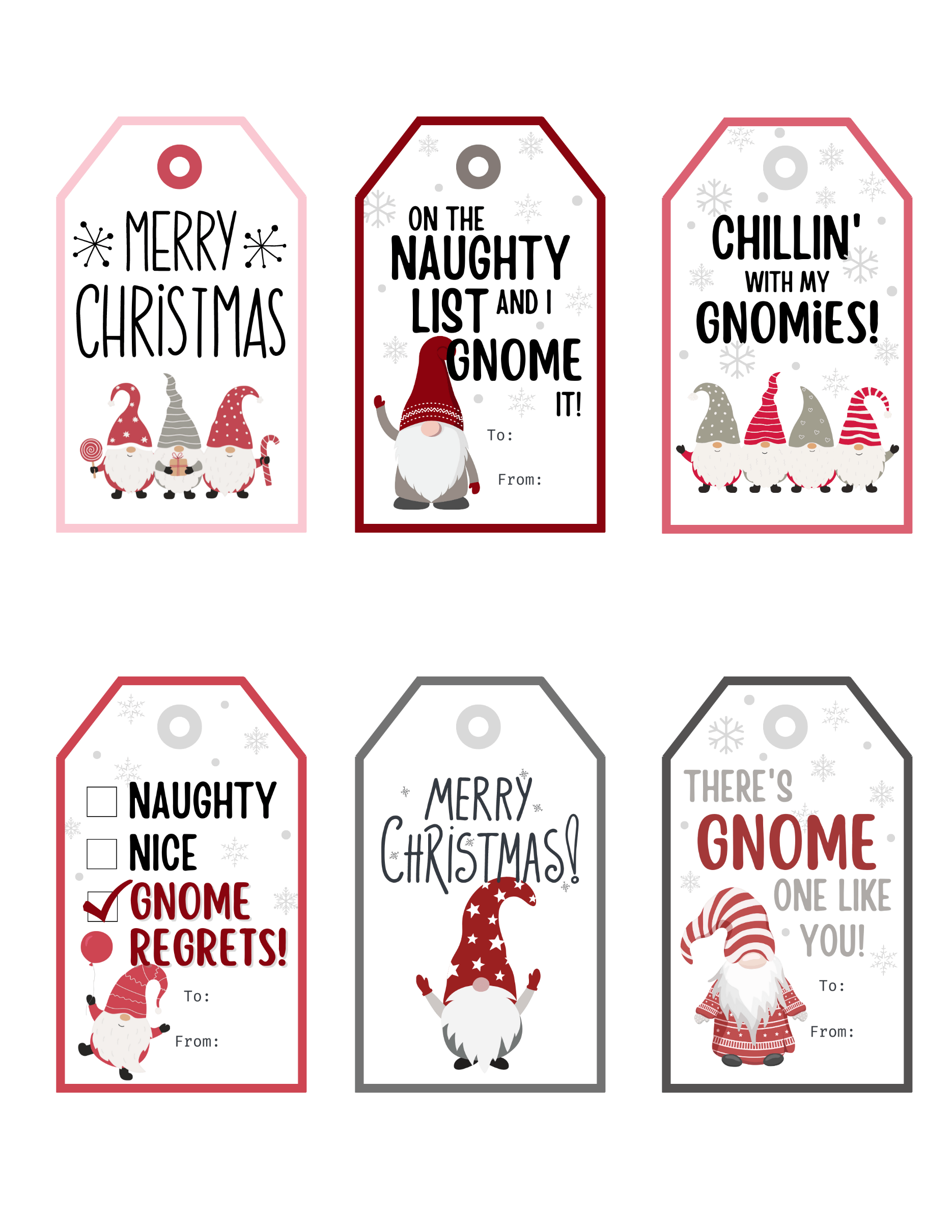 Free Printable Gnome Christmas Gift Tags