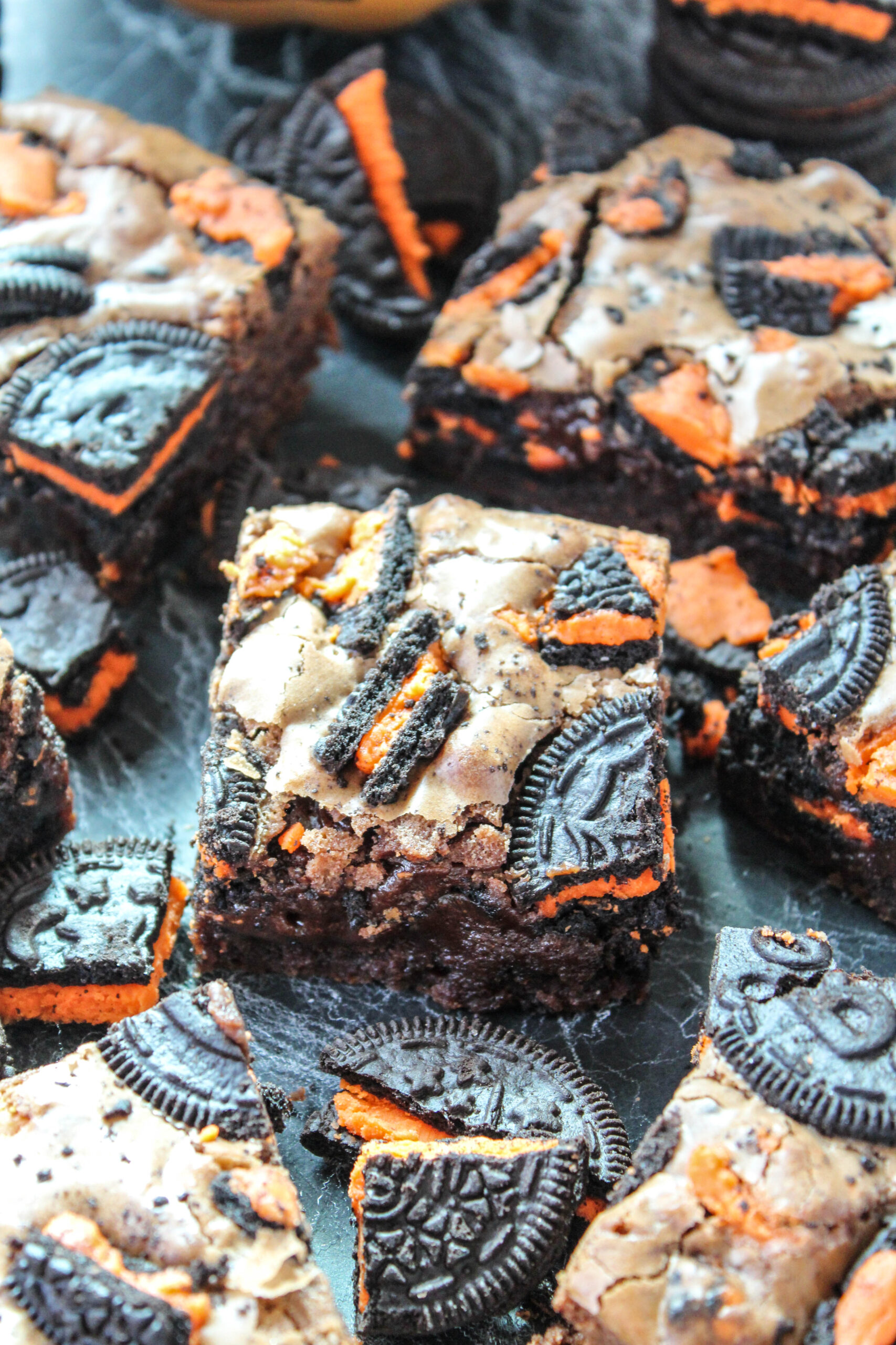 Easy Halloween Oreo brownies perfect for classroom parties and gatherings