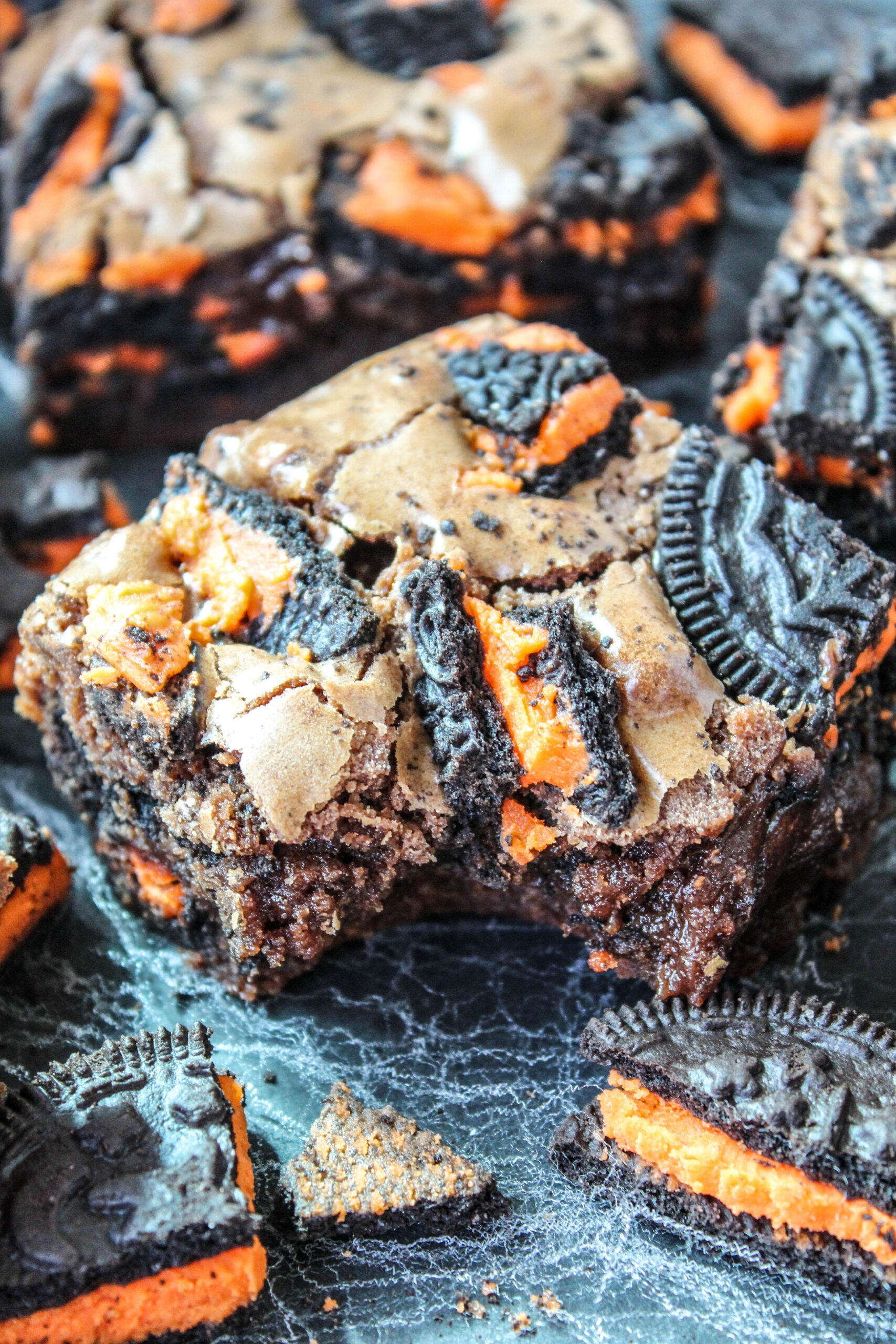 Rich chocolate brownies with Oreo cookies
