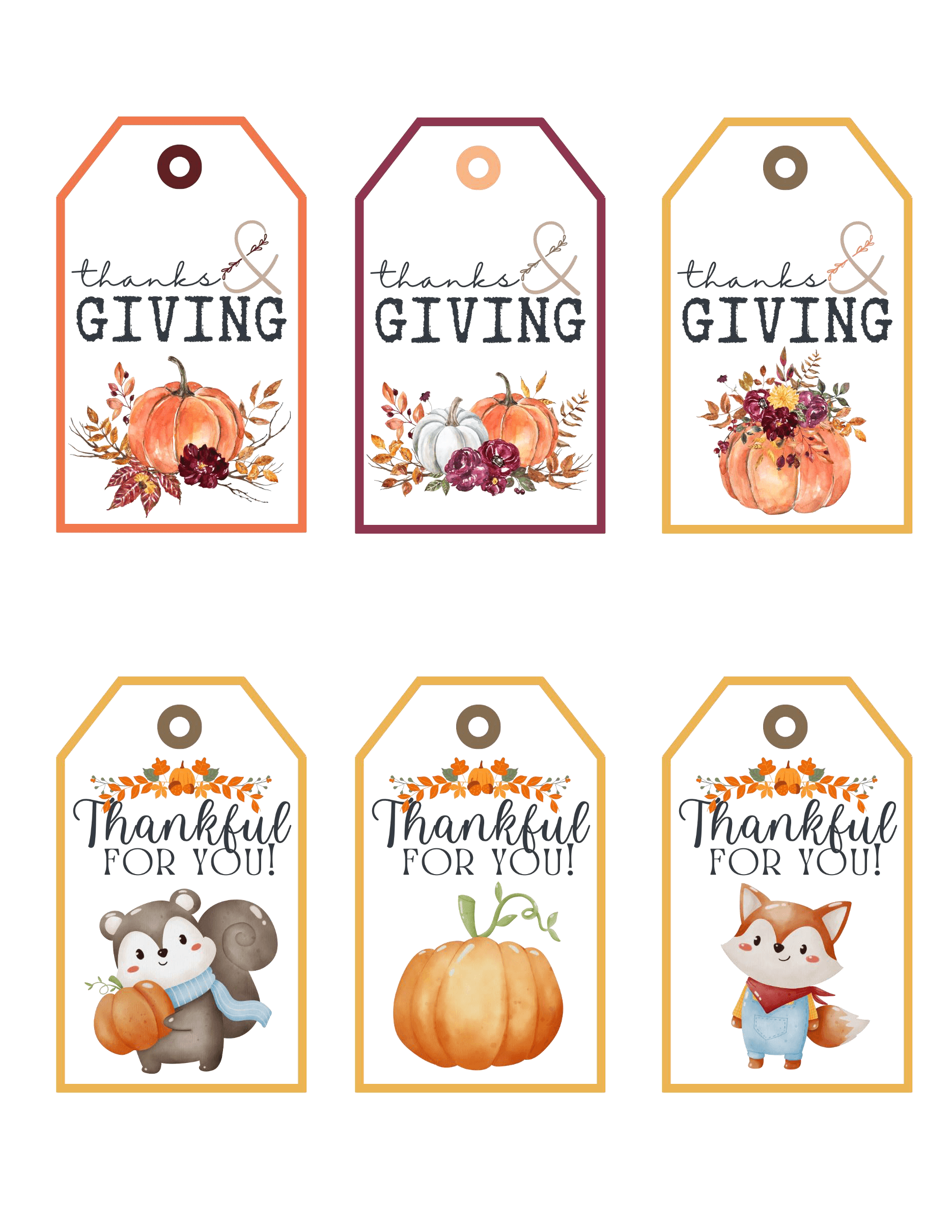 Free Printable Thanksgiving Gift Tags