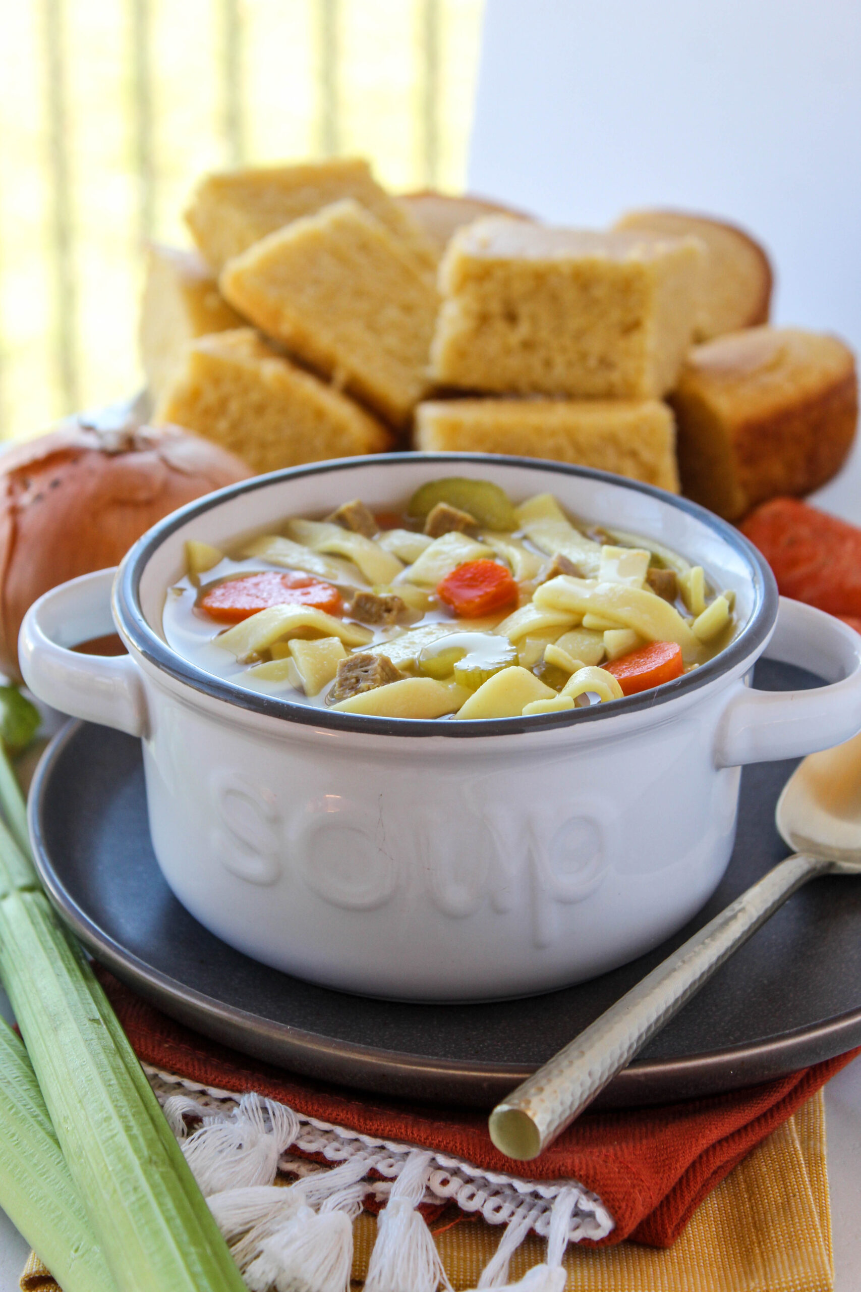 Vegetarian Chicken Noodle Soup