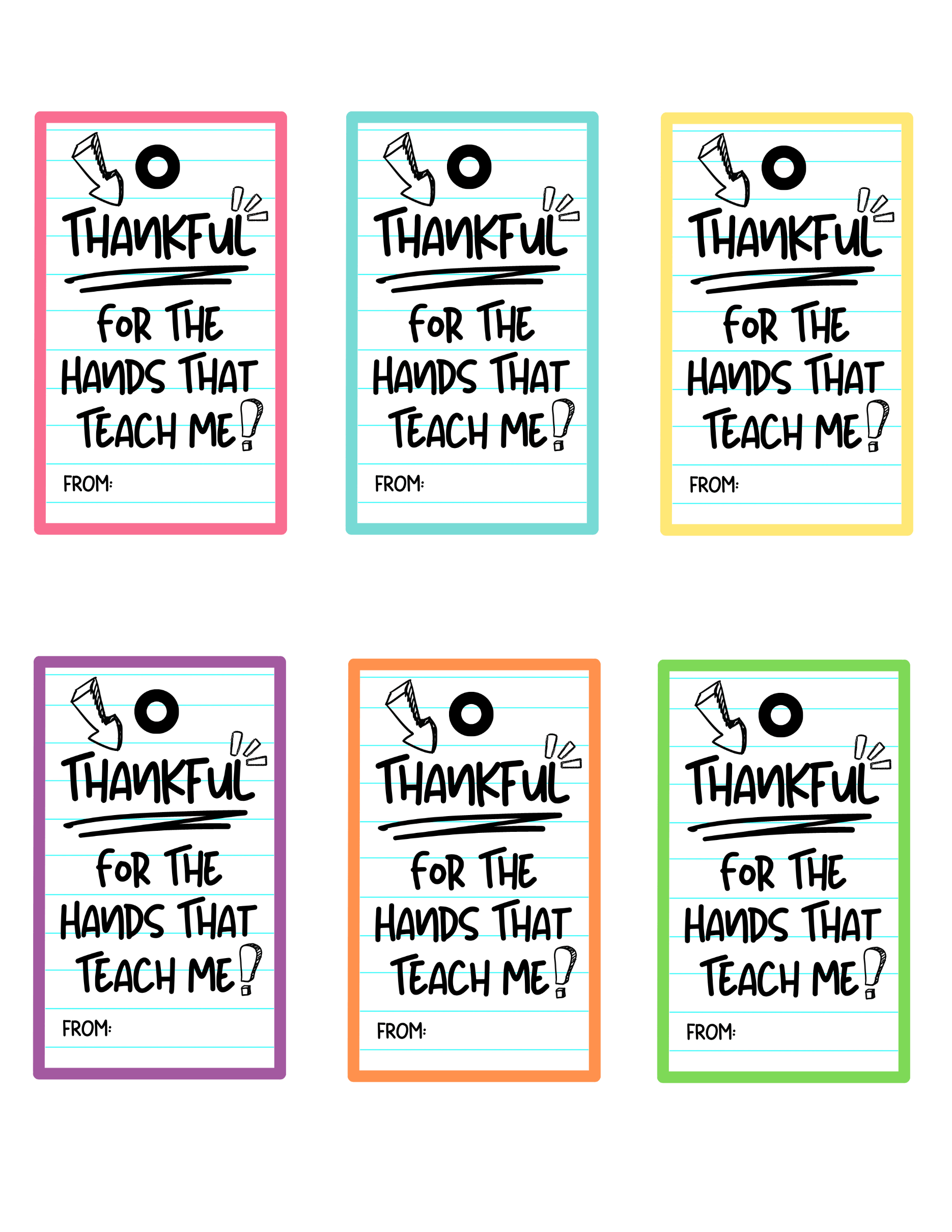 Classroom appreciation gift tag celebrating teachers and the impact of their teaching hands