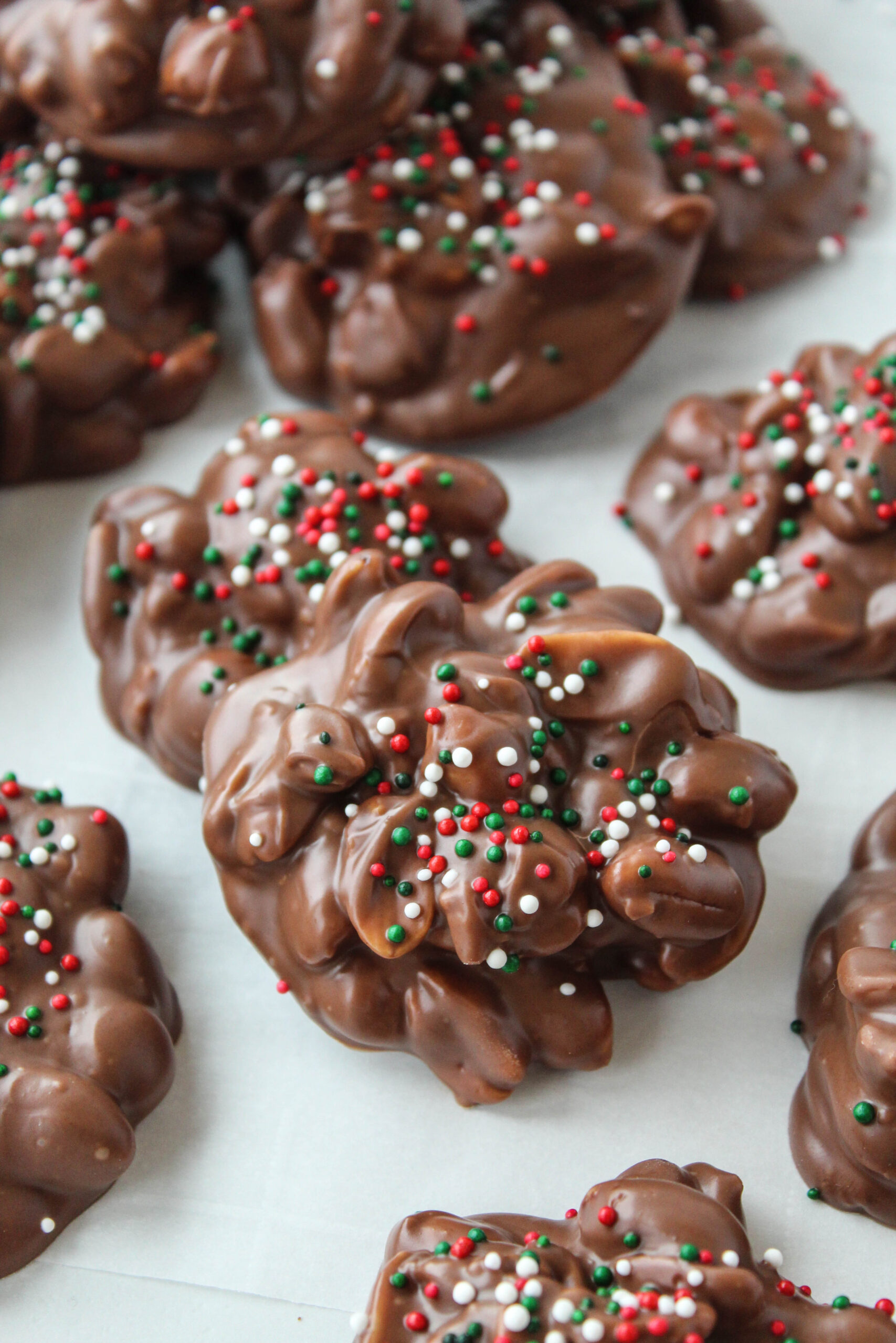 Sweet and salty crock pot Christmas crack candy arranged