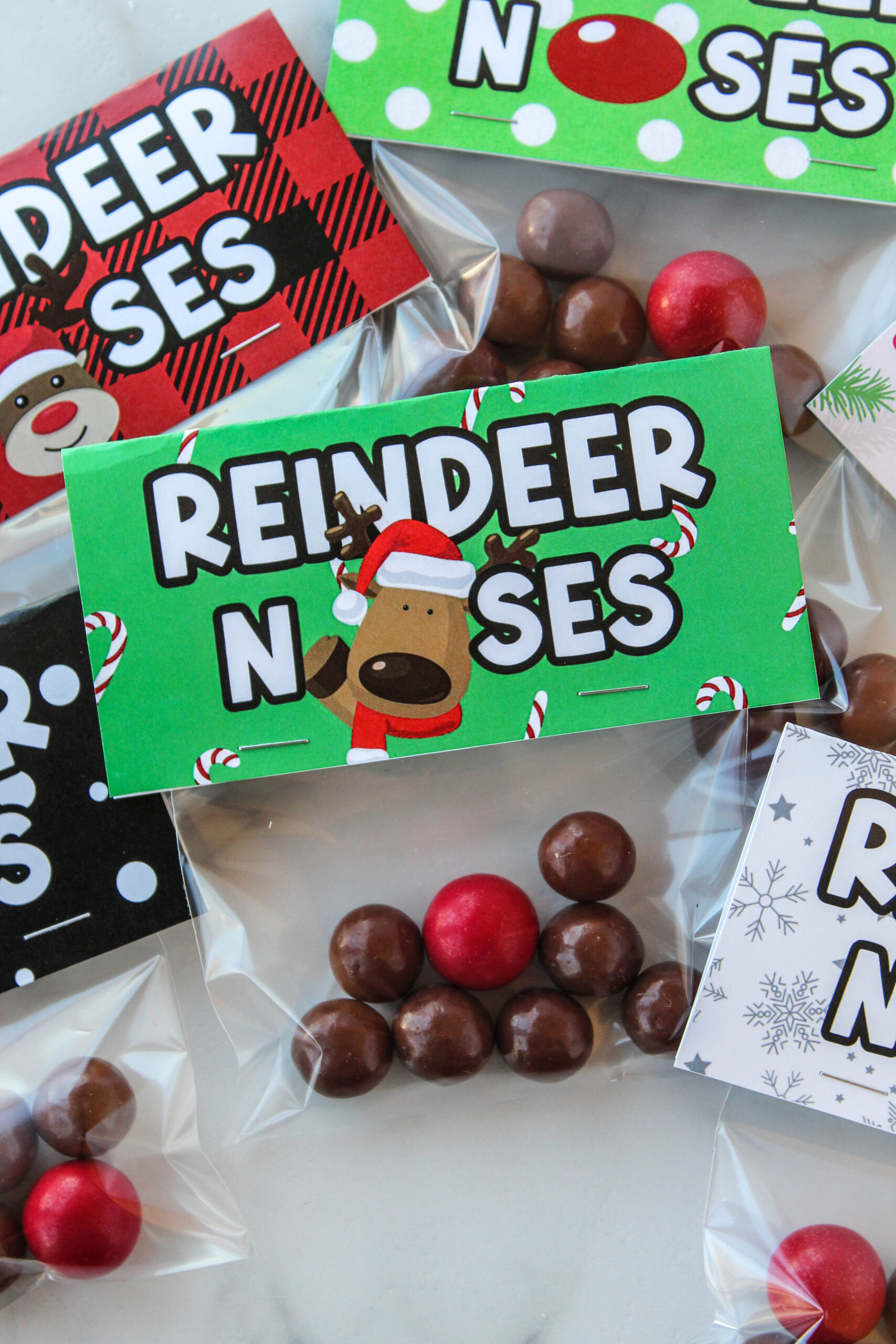 Free Printable Reindeer Noses Bag Toppers