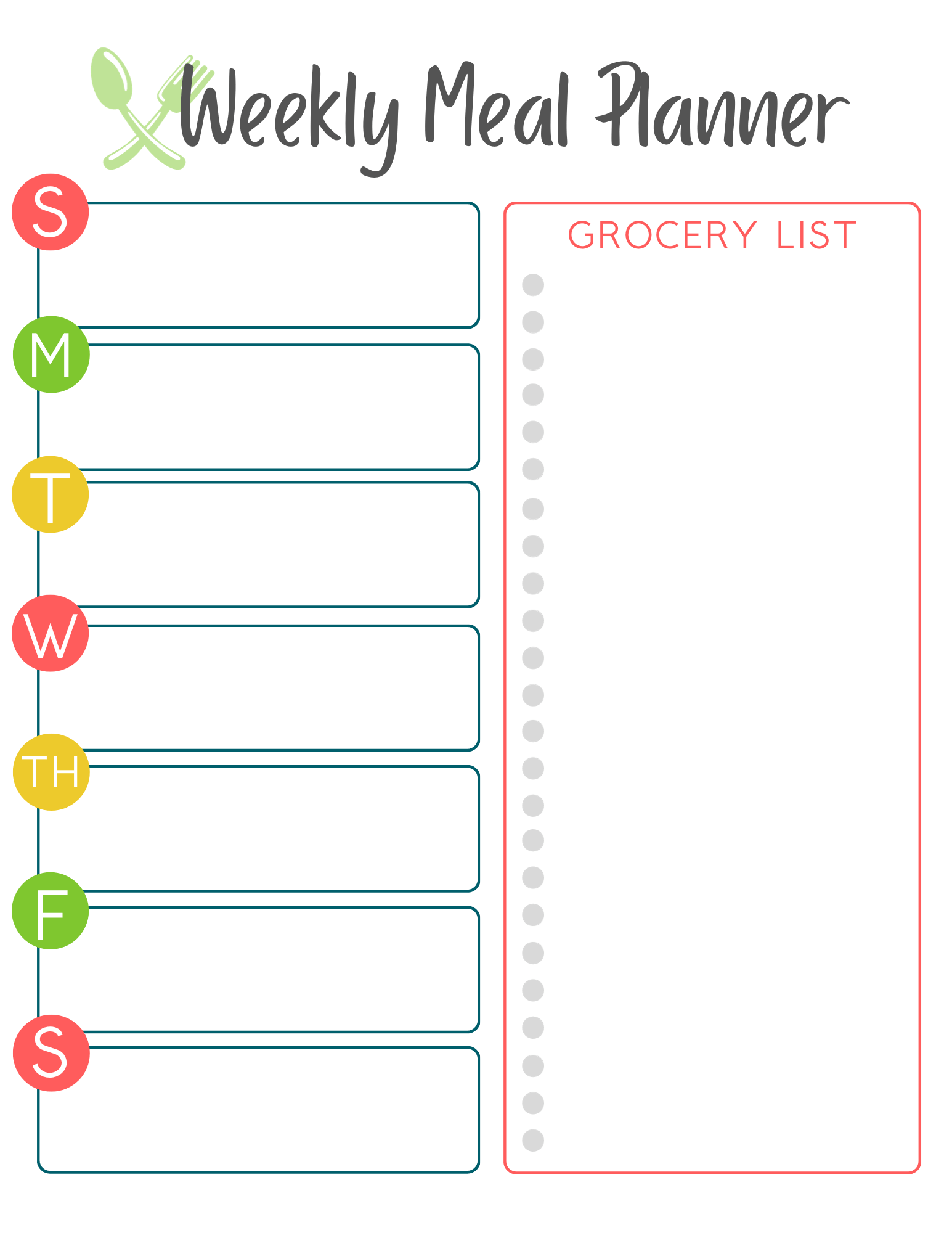 Free Printable Weekly Meal Planners