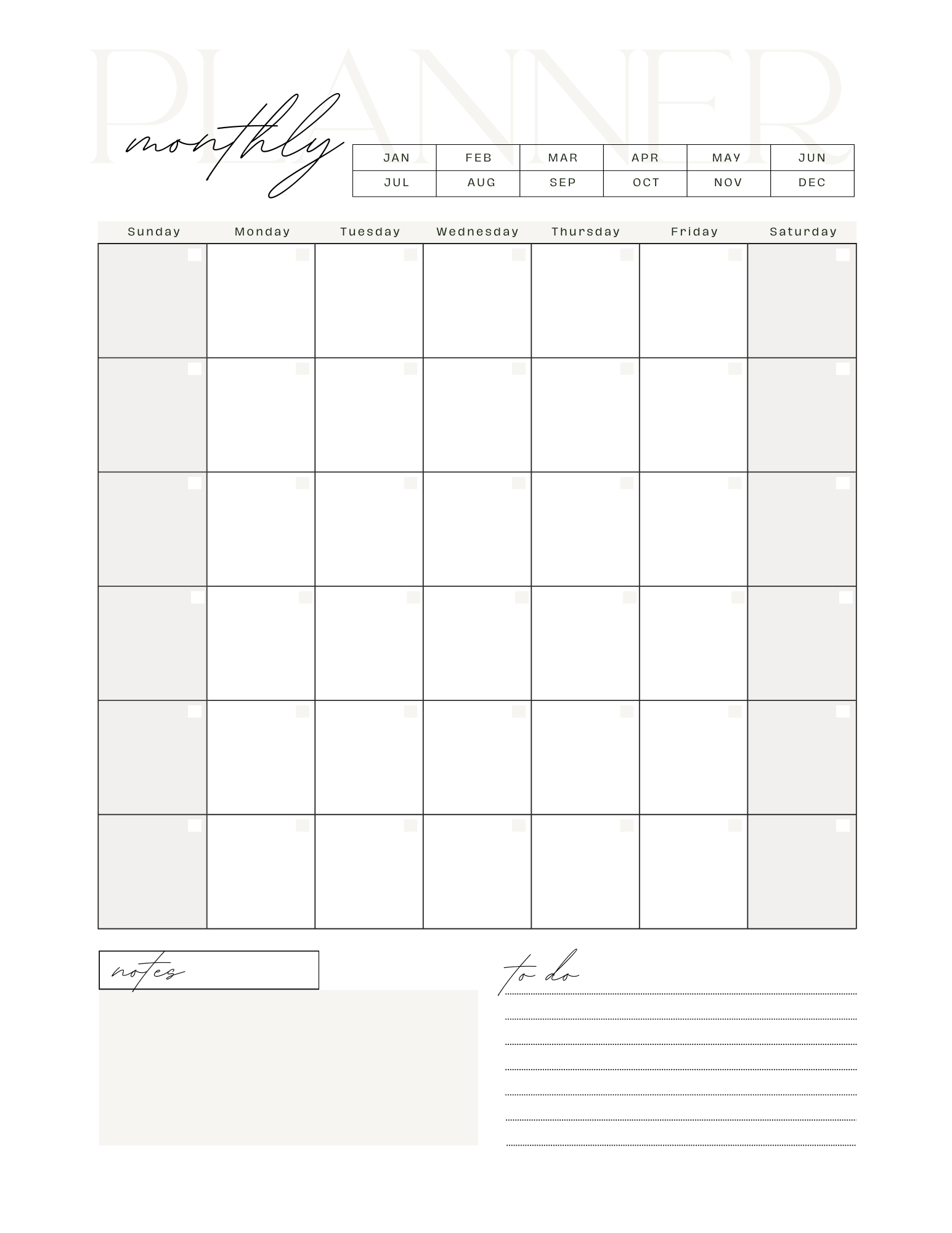 Free Printable Monthly Meal Planners