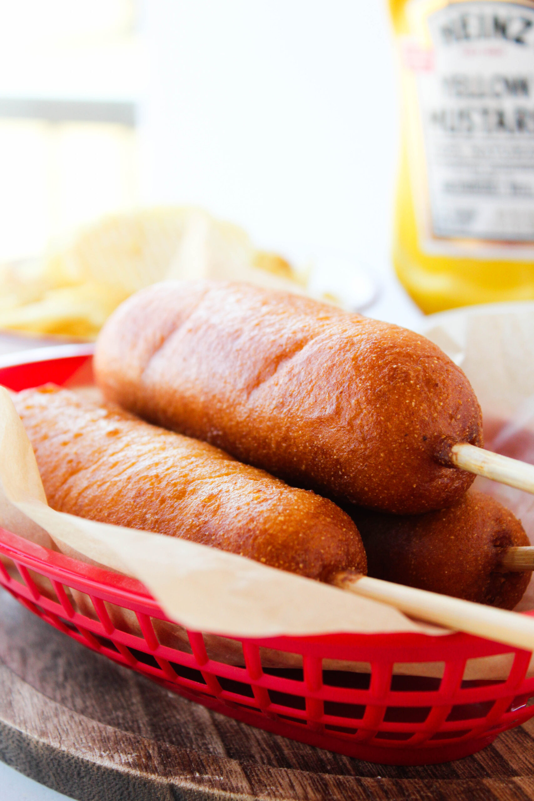 Easy homemade vegetarian corn dogs inspired by classic fair food