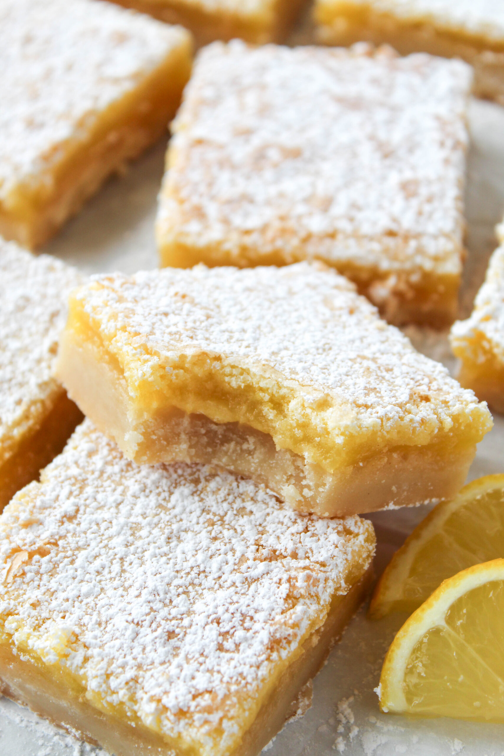 Classic lemon bars with bright yellow filling
