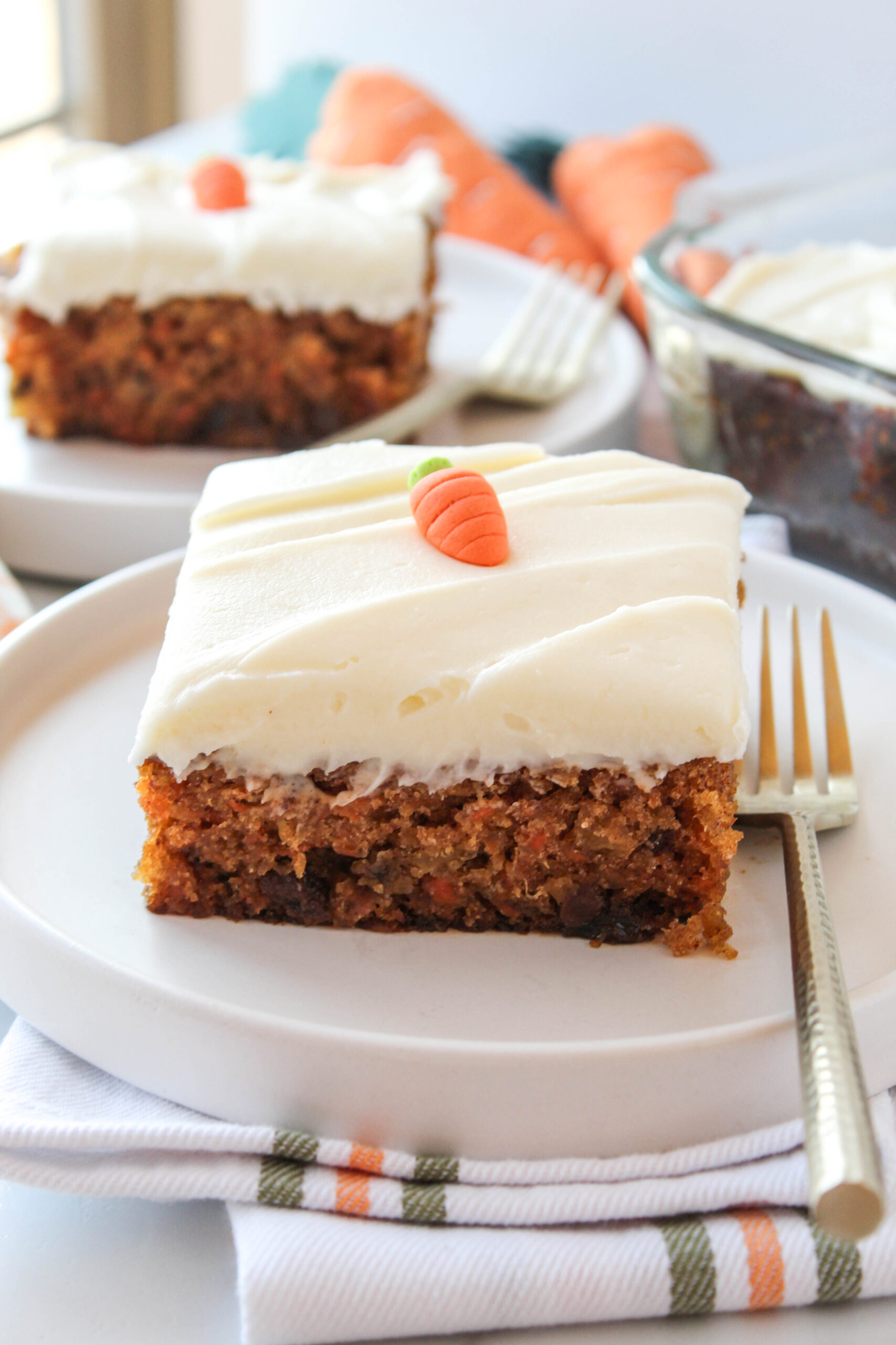 Classic carrot cake with thick cream cheese frosting