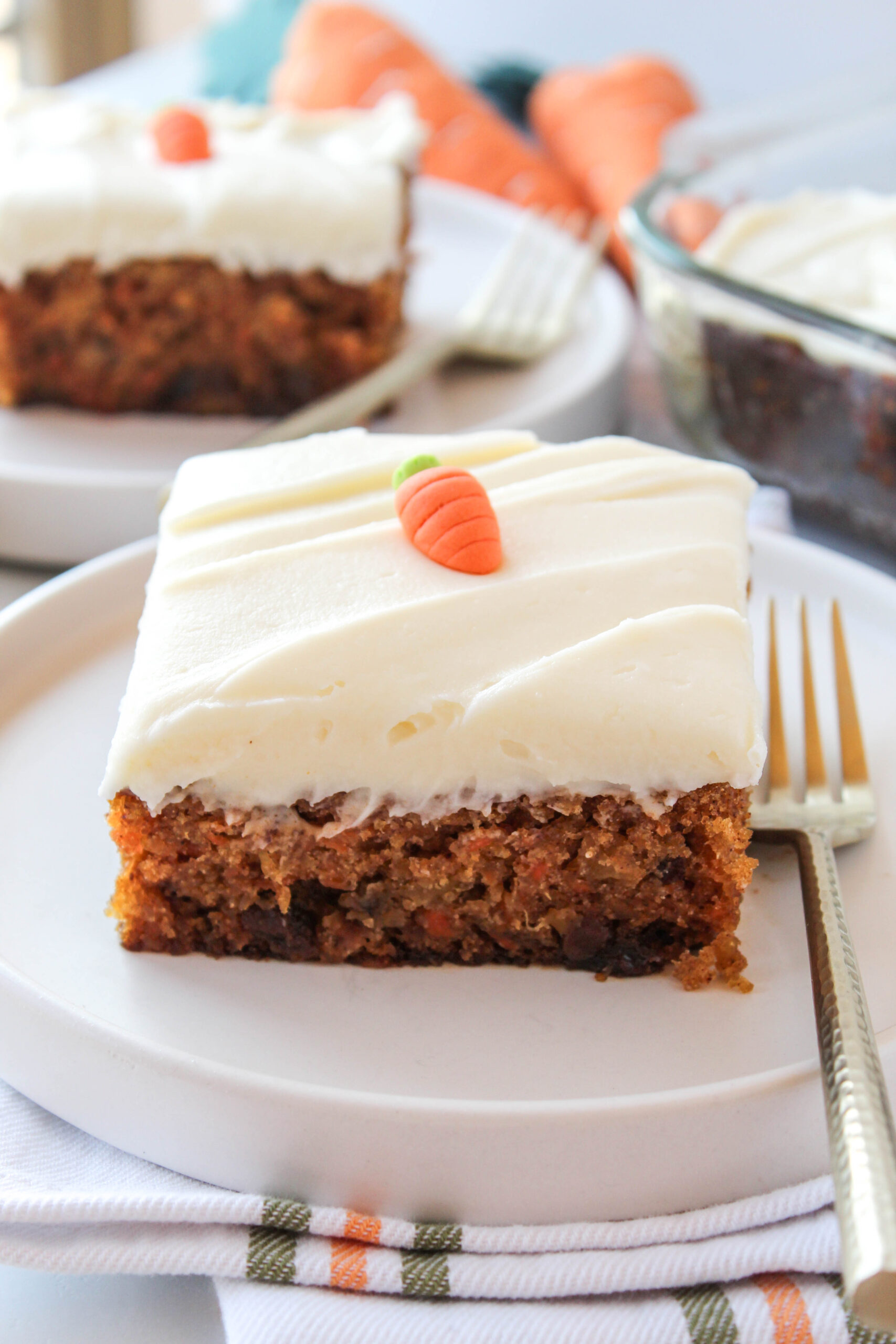 Carrot cake served on a plate for dessert