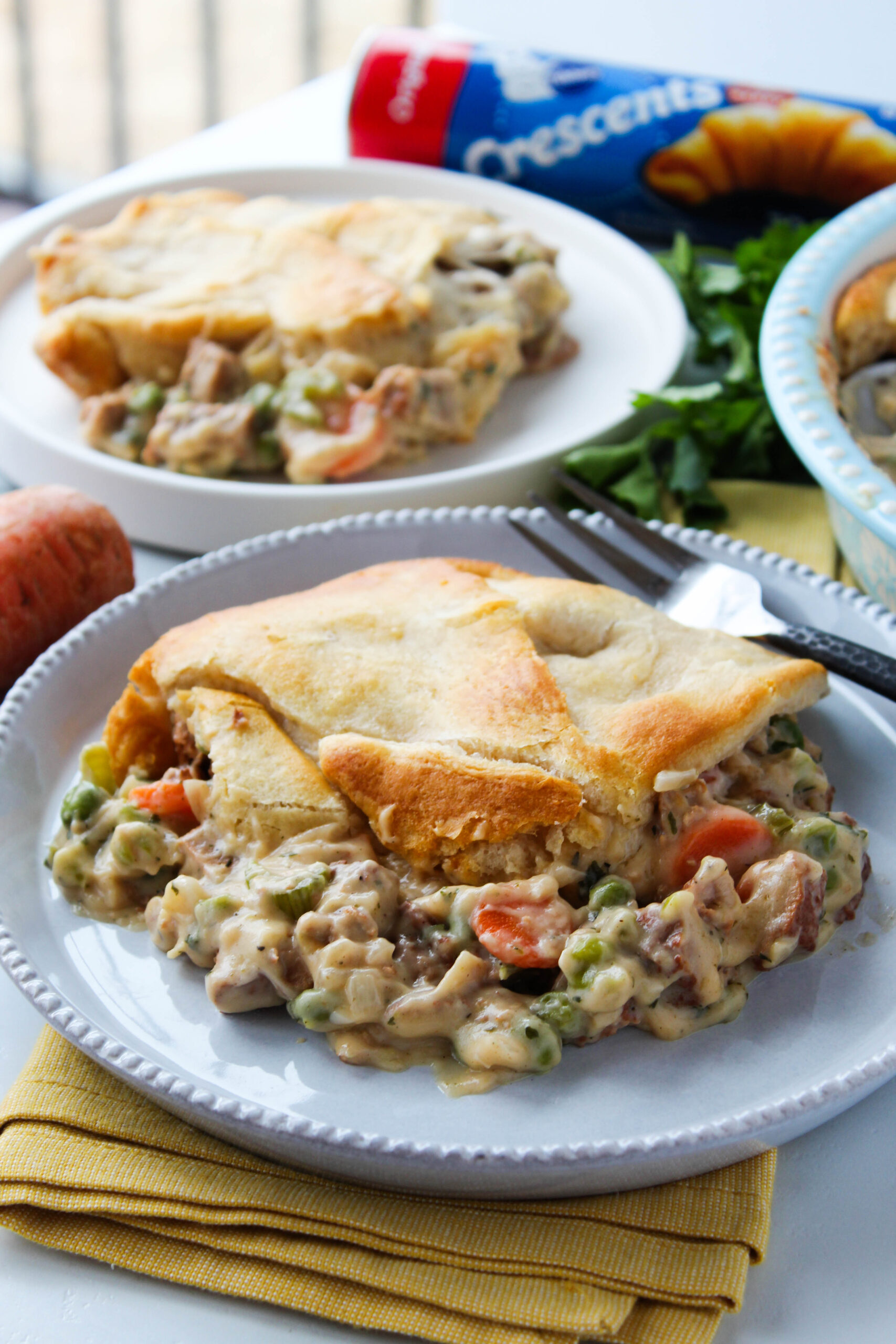 Easy Vegetarian Chicken Pot Pie with Crescent Roll